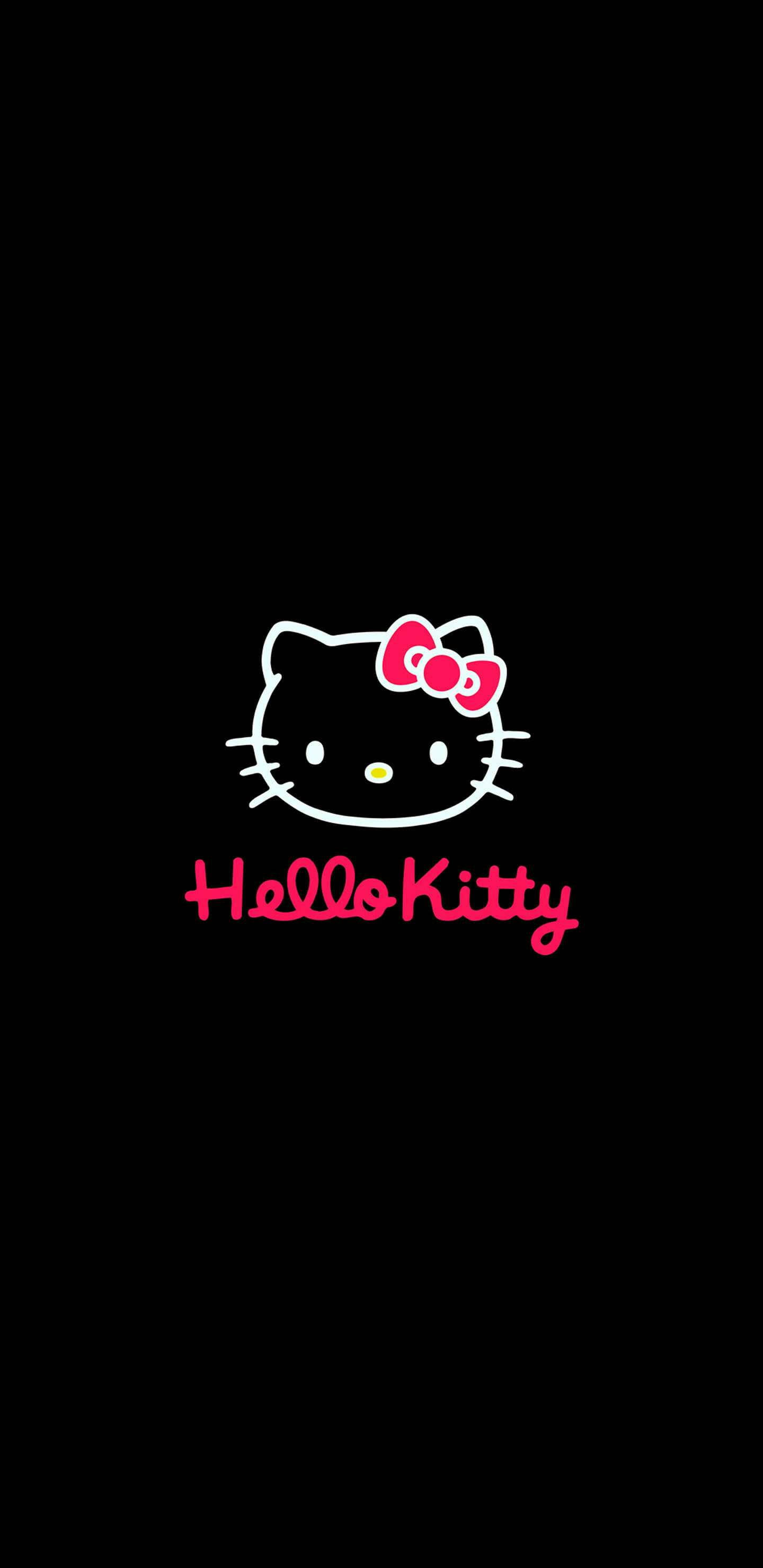 Svart Hello Kitty-ansiktsomriss Bakgrunner