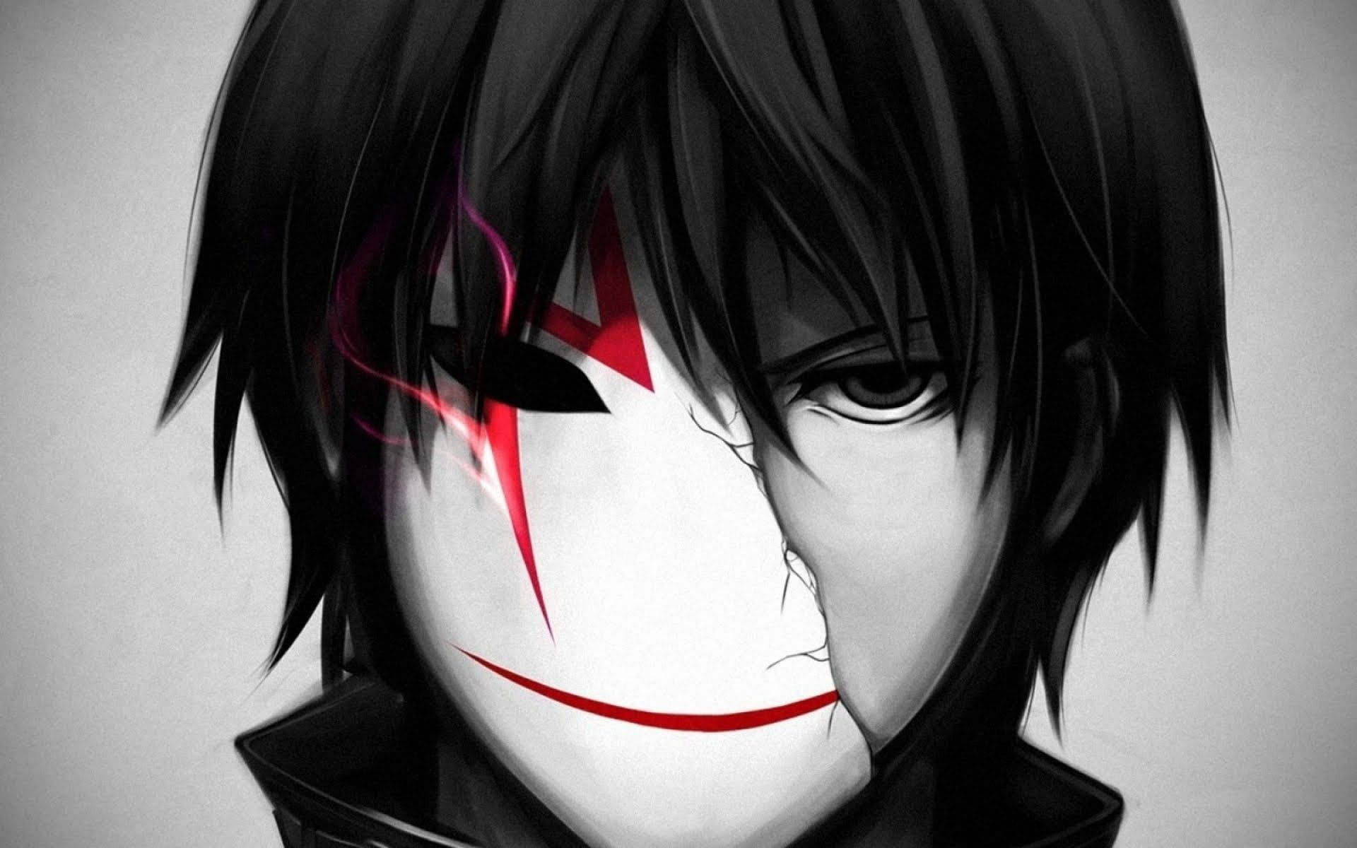 Svart-hvitt anime gutt med maske Bakgrunner