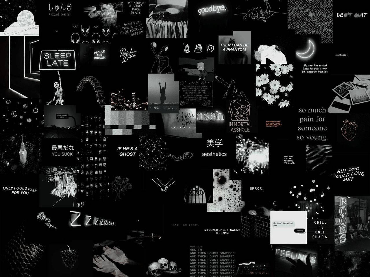 Svart-hvitt collage grunge PFP Bakgrunner