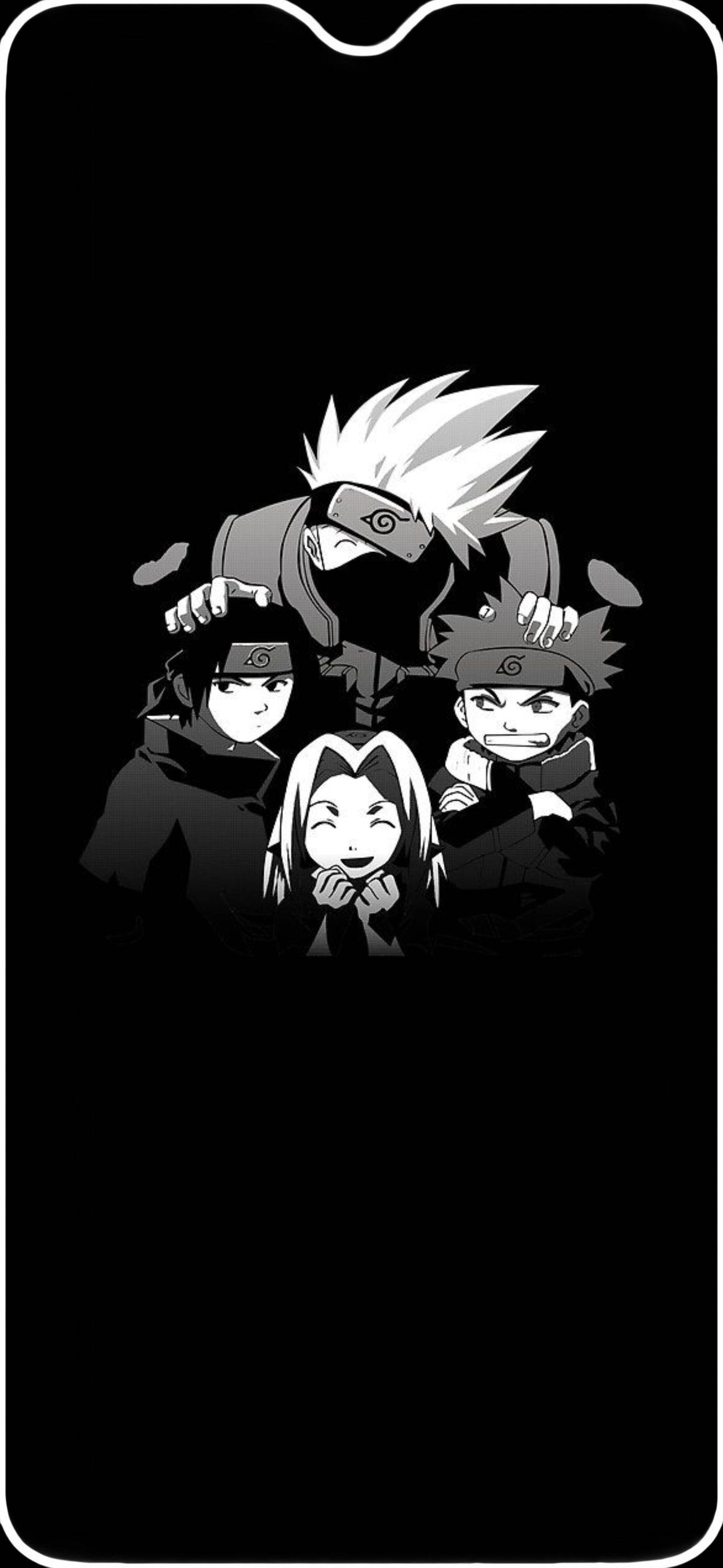 Svart-hvitt Team 7 Naruto iPhone Bakgrunner