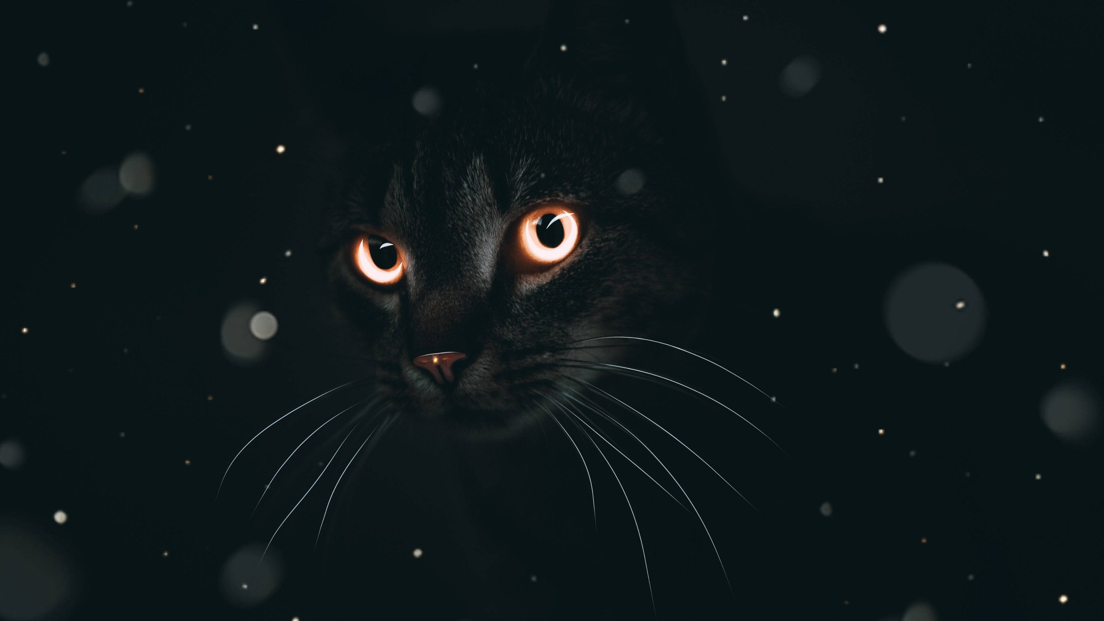 Svart katt i mørk modus Bakgrunner