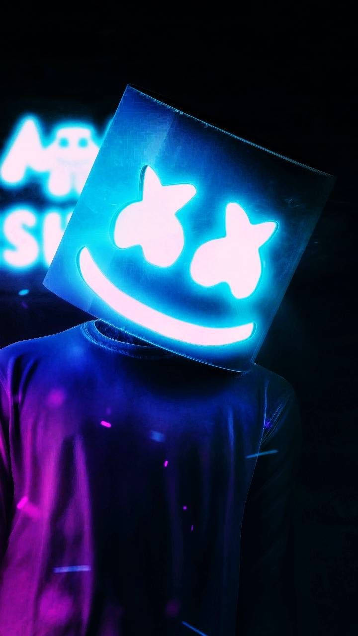 Svart Marshmello Neonhjelm Bakgrunner