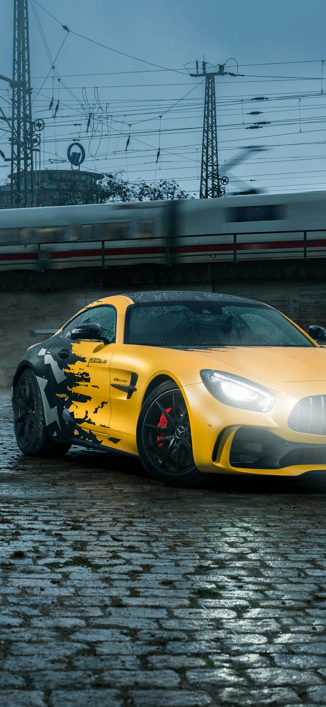 Svart og Gul iPhone Xs Mercedes Amg Bakgrunn Bakgrunner