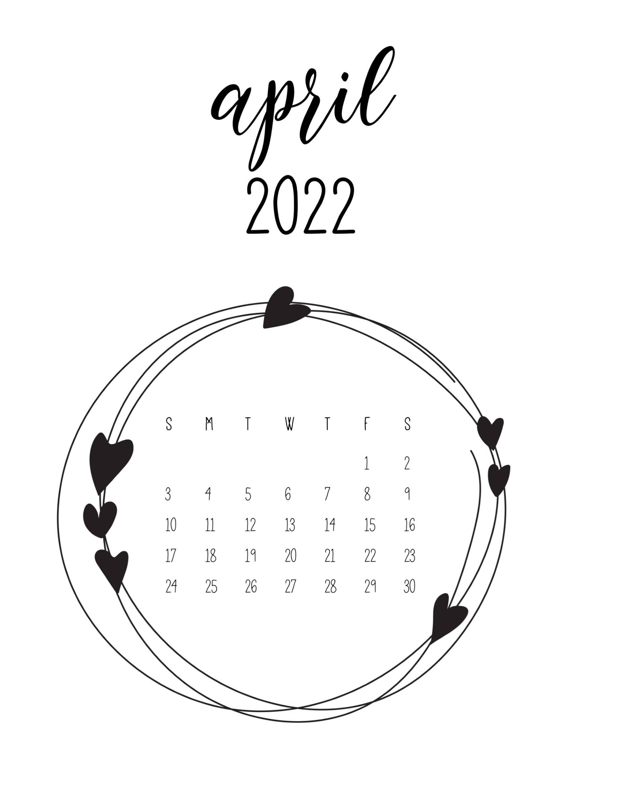 Svart og hvit april 2022 kalender Bakgrunner