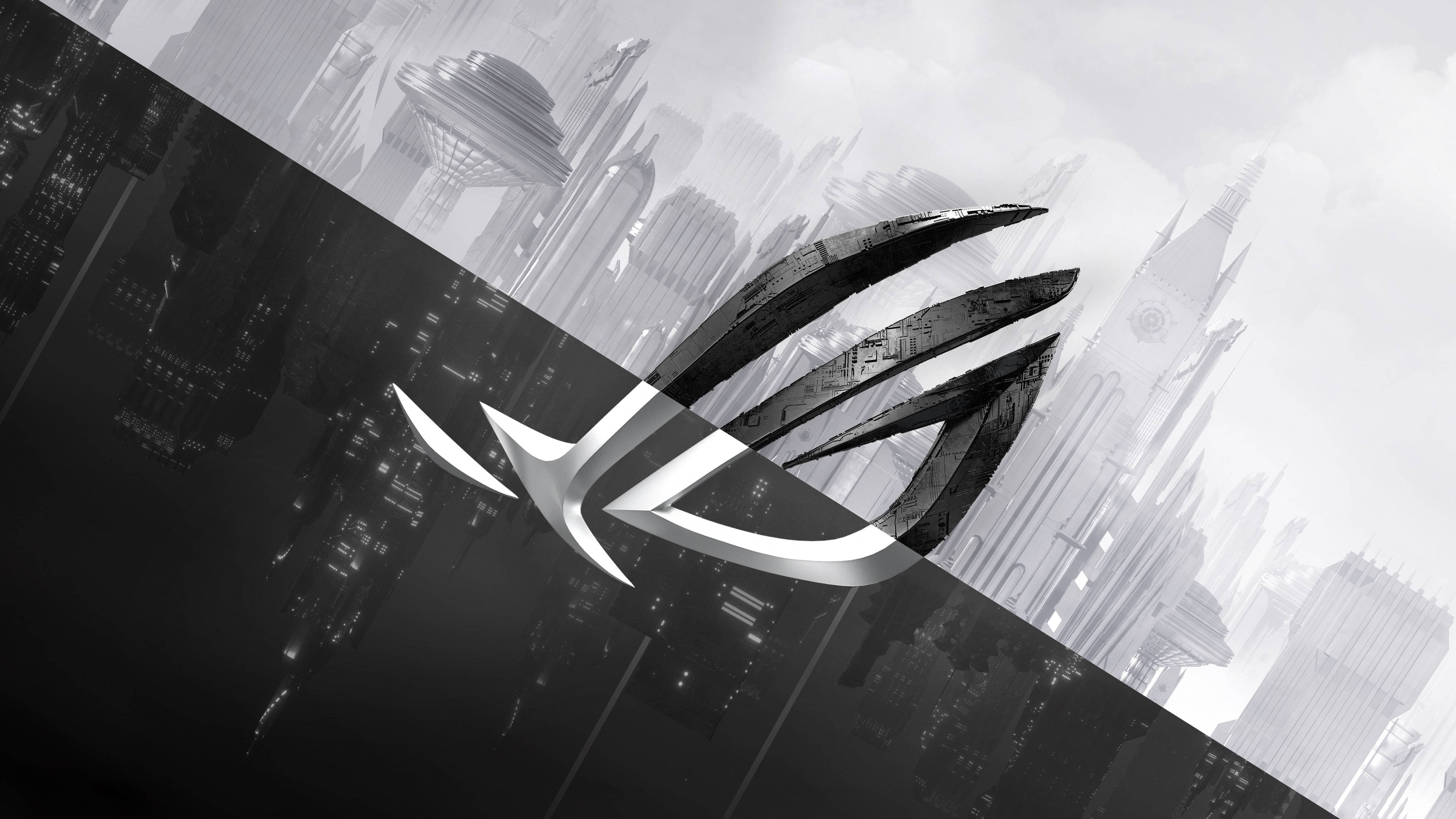 Svart og hvit Asus ROG gaming-laptop-logo Bakgrunner