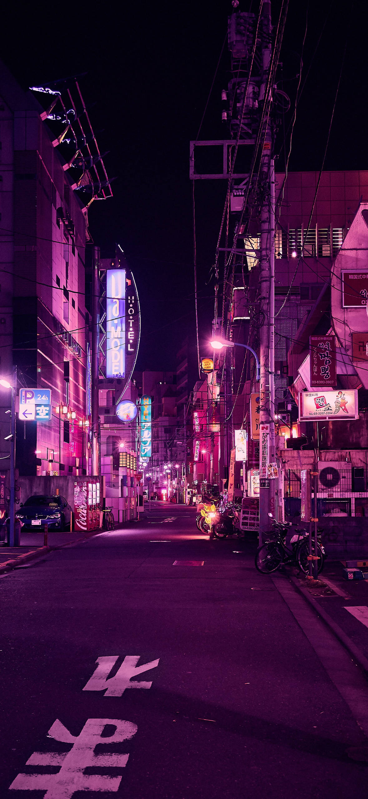 Svart Og Lilla Estetisk Tokyogate Bakgrunner