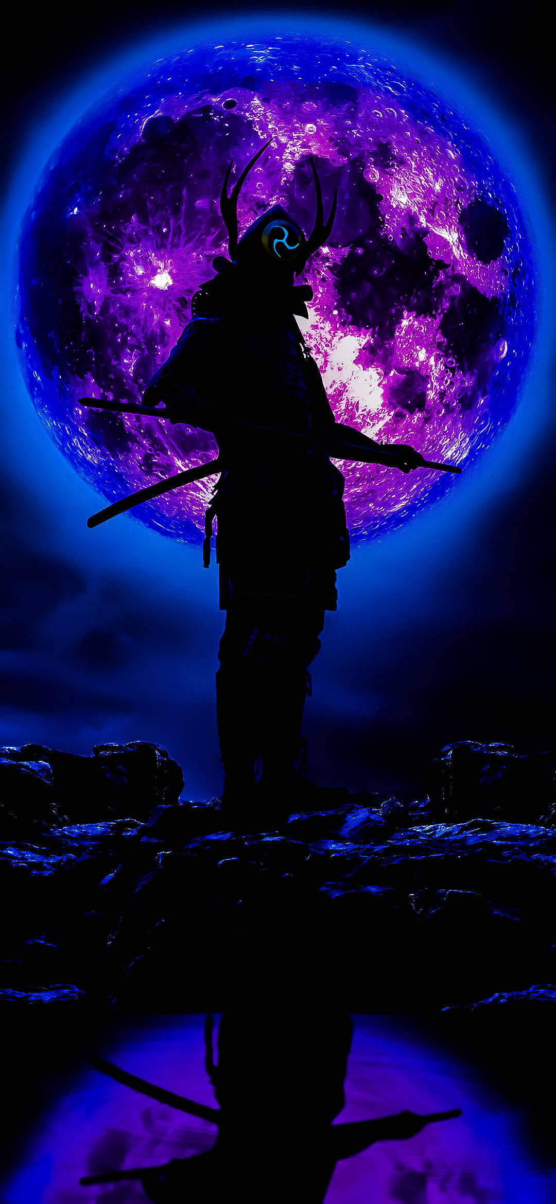 Svart Og Lilla Estetisk Samurai-telefon Bakgrunner