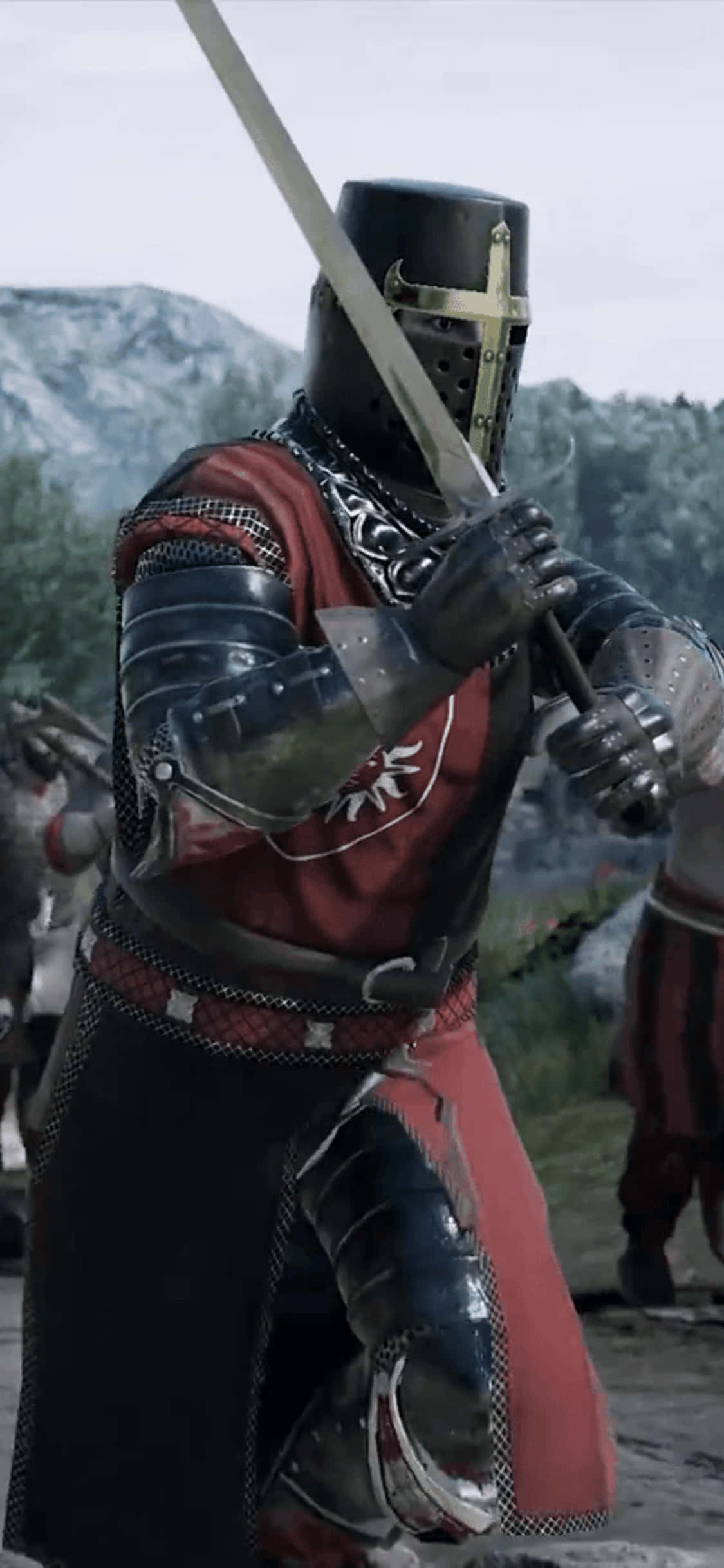 Svart Og Rød iPhone Xs Mordhau Bakgrunn Bakgrunner