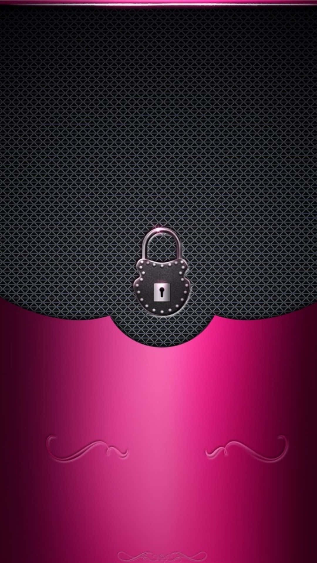 Svart og rosa iPhone-lås og mønstre Bakgrunner