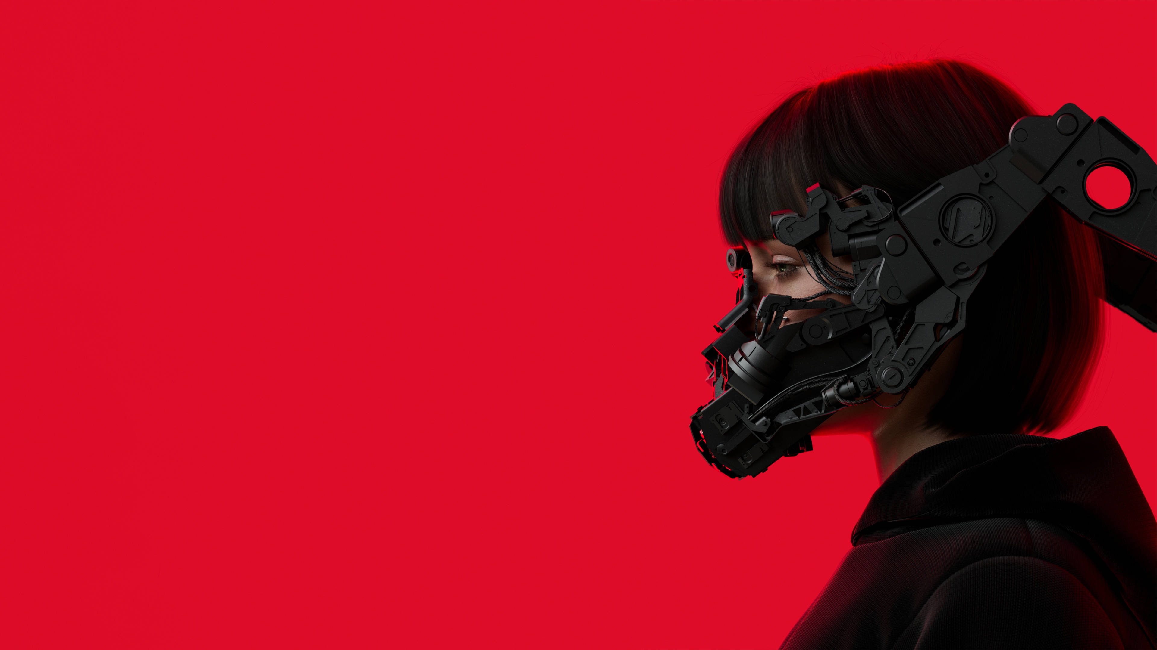 Svart Rød 4K Cyberpunk Bakgrunner