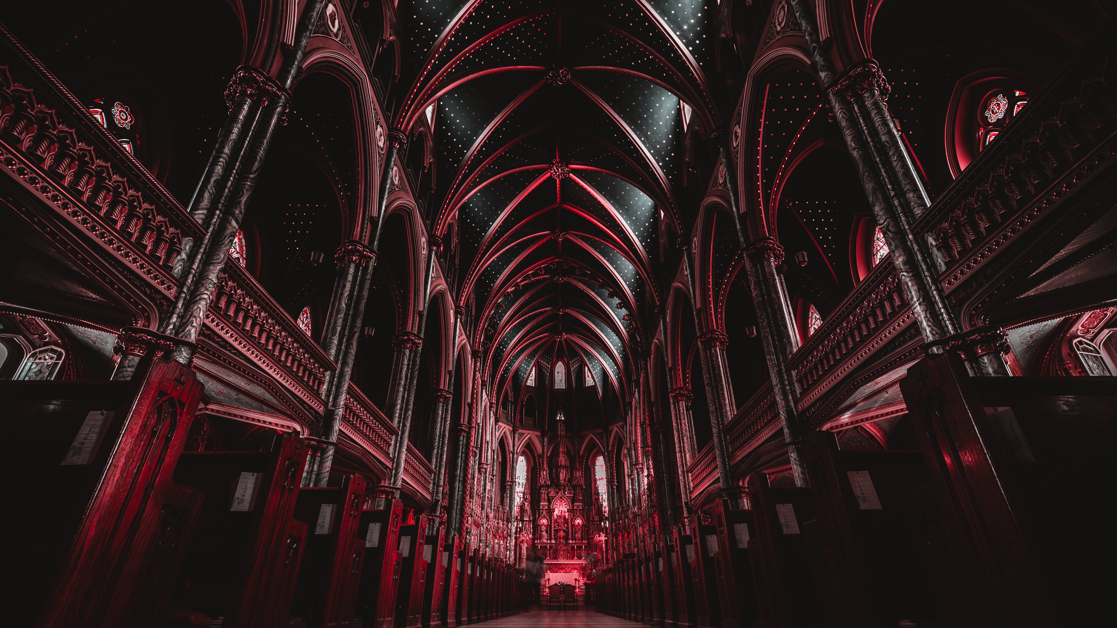 Svart rød 4K-katedral Bakgrunner