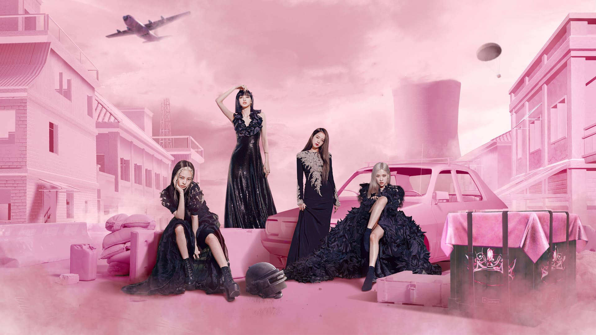 Svarte kjoler Blackpink skrivebord Bakgrunner