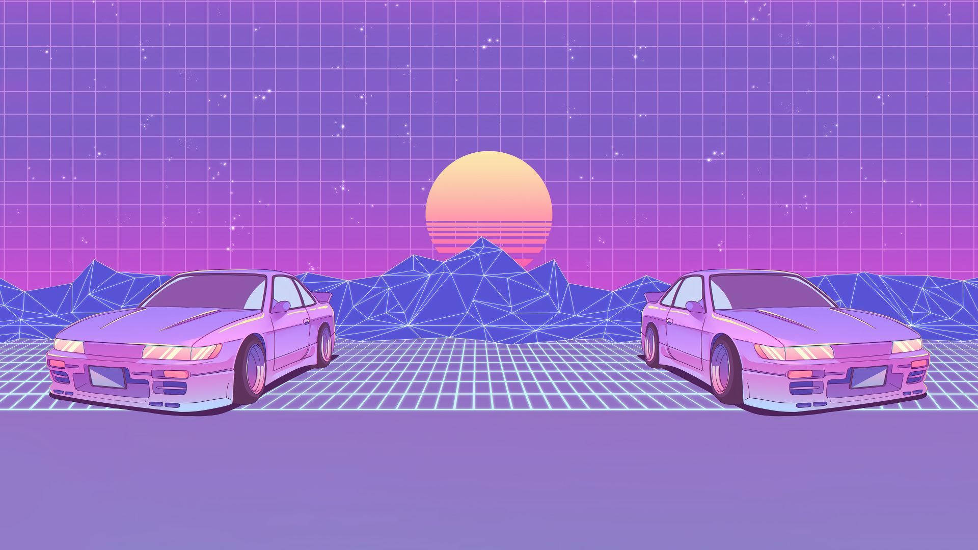 Synthwave JDM-estetikk Bakgrunner