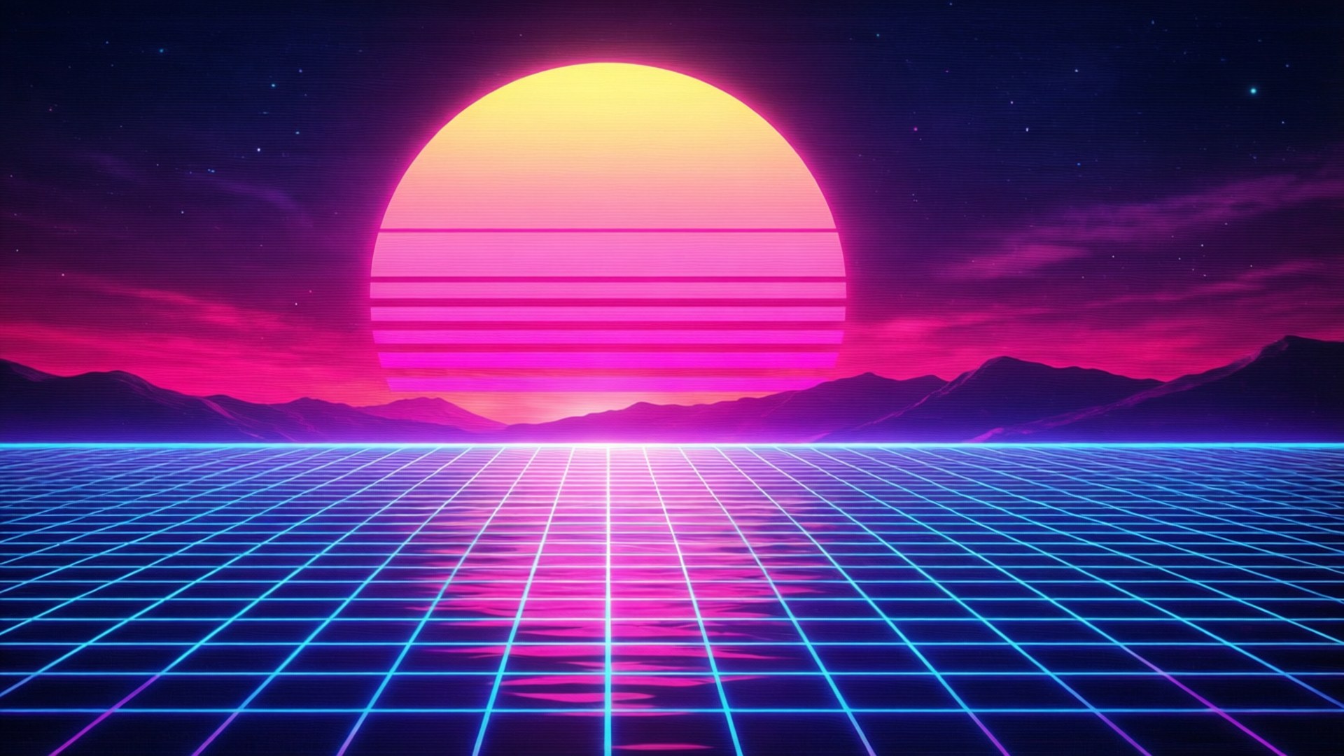 Synthwave solnedgang Bakgrunner