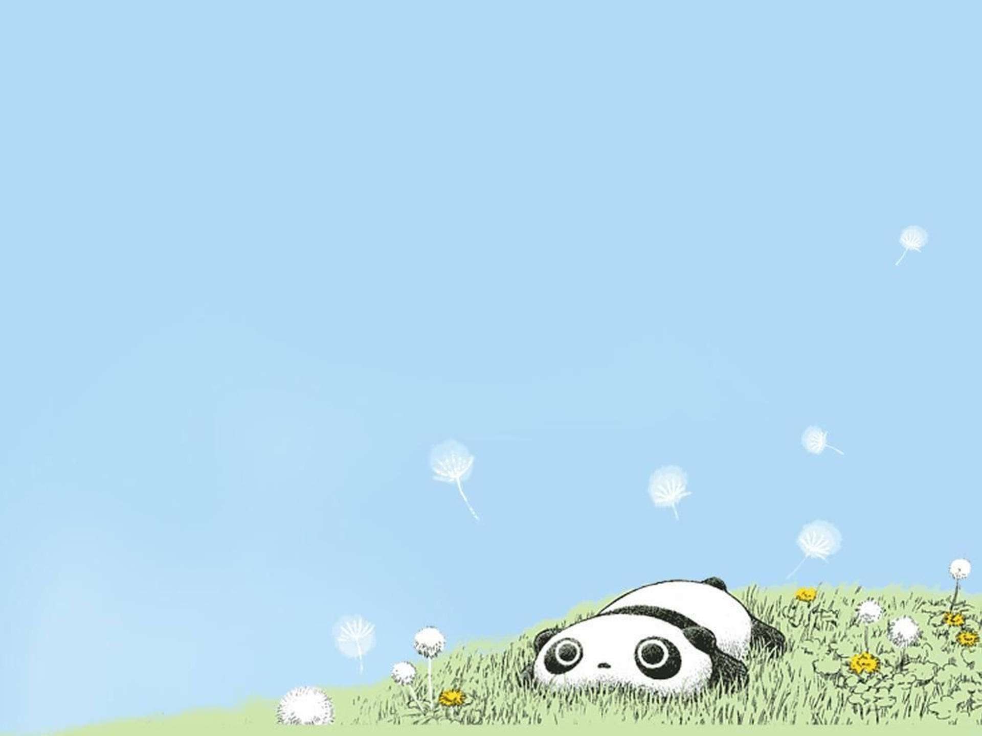Et pastellblått bakgrunnsbilde med den søte panda-figuren Tarepanda.