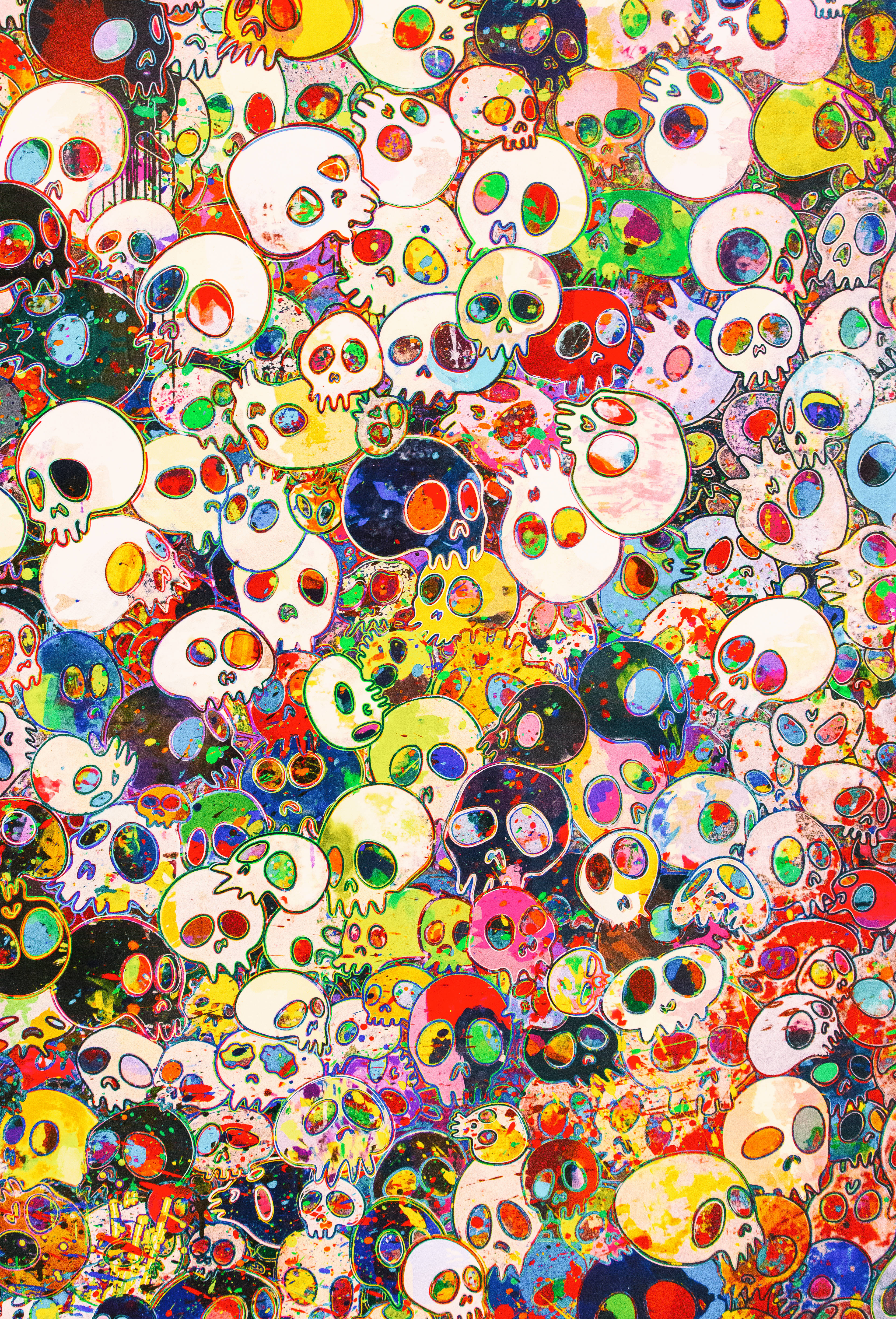 Takashi Murakami-hodeskaller stor 4K Bakgrunner