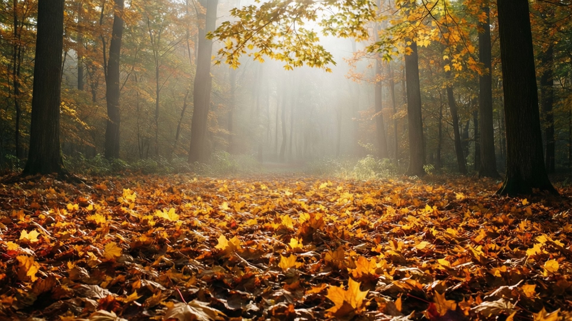 Tåkete gyllen skog Bakgrunner