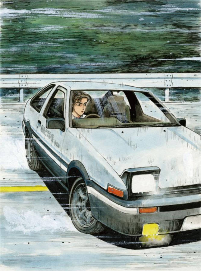 Takumi Fujiwara kjører bil anime Bakgrunner