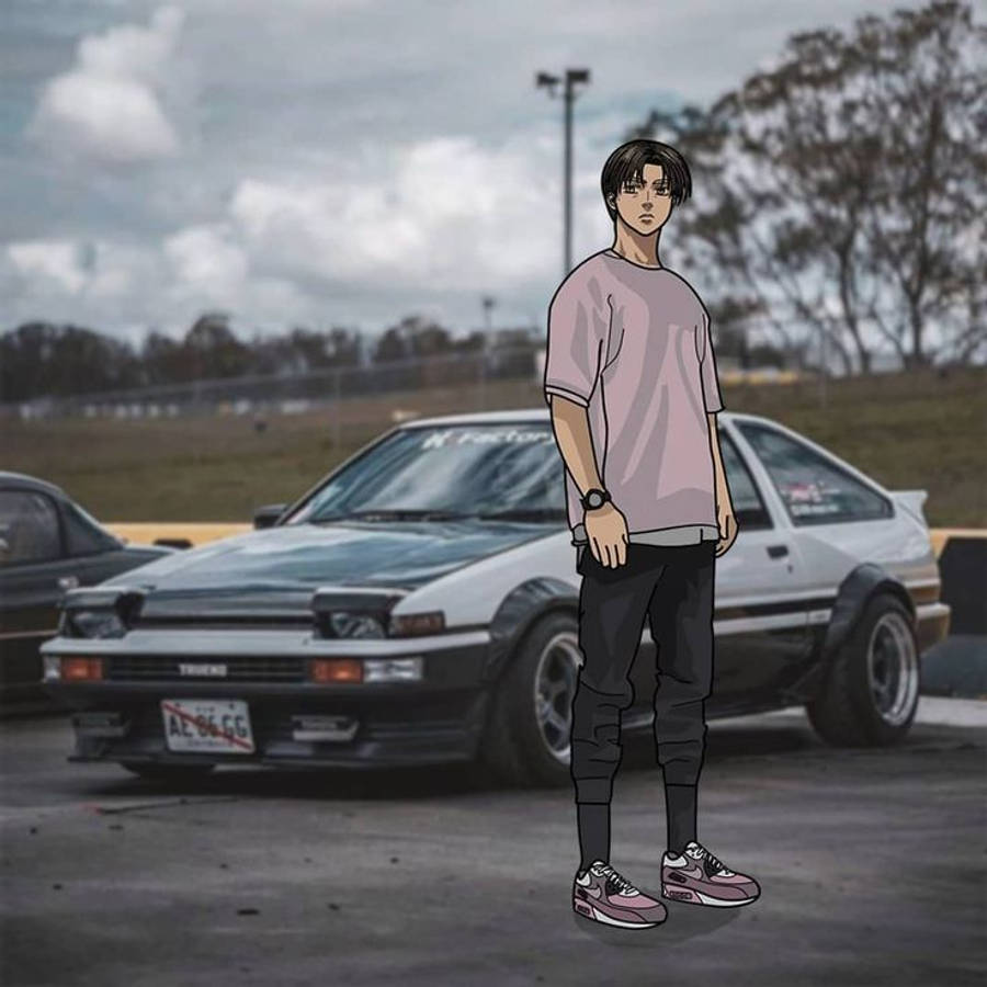 Takumi Fujiwara foran en bil Anime Bakgrunner