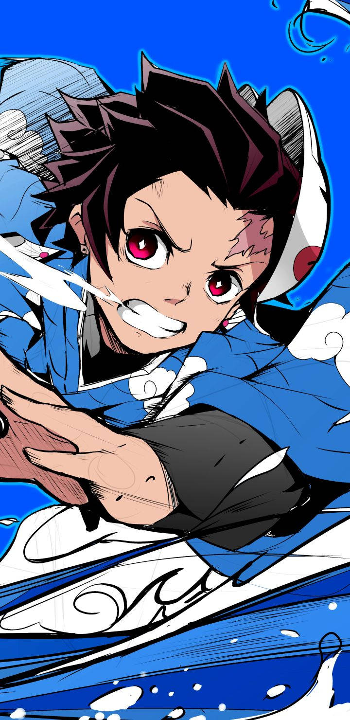 Tanjiro blå bølge Demon Slayer iPhone Bakgrunner