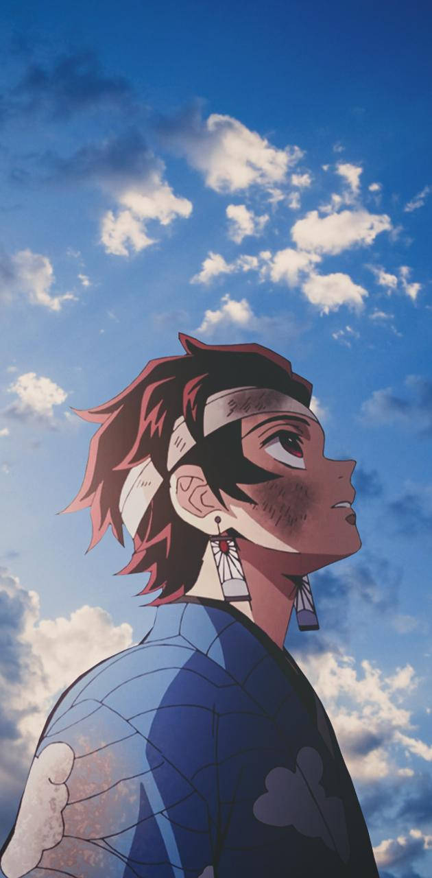 Tanjiro blå himmel Demon Slayer iPhone Bakgrunner