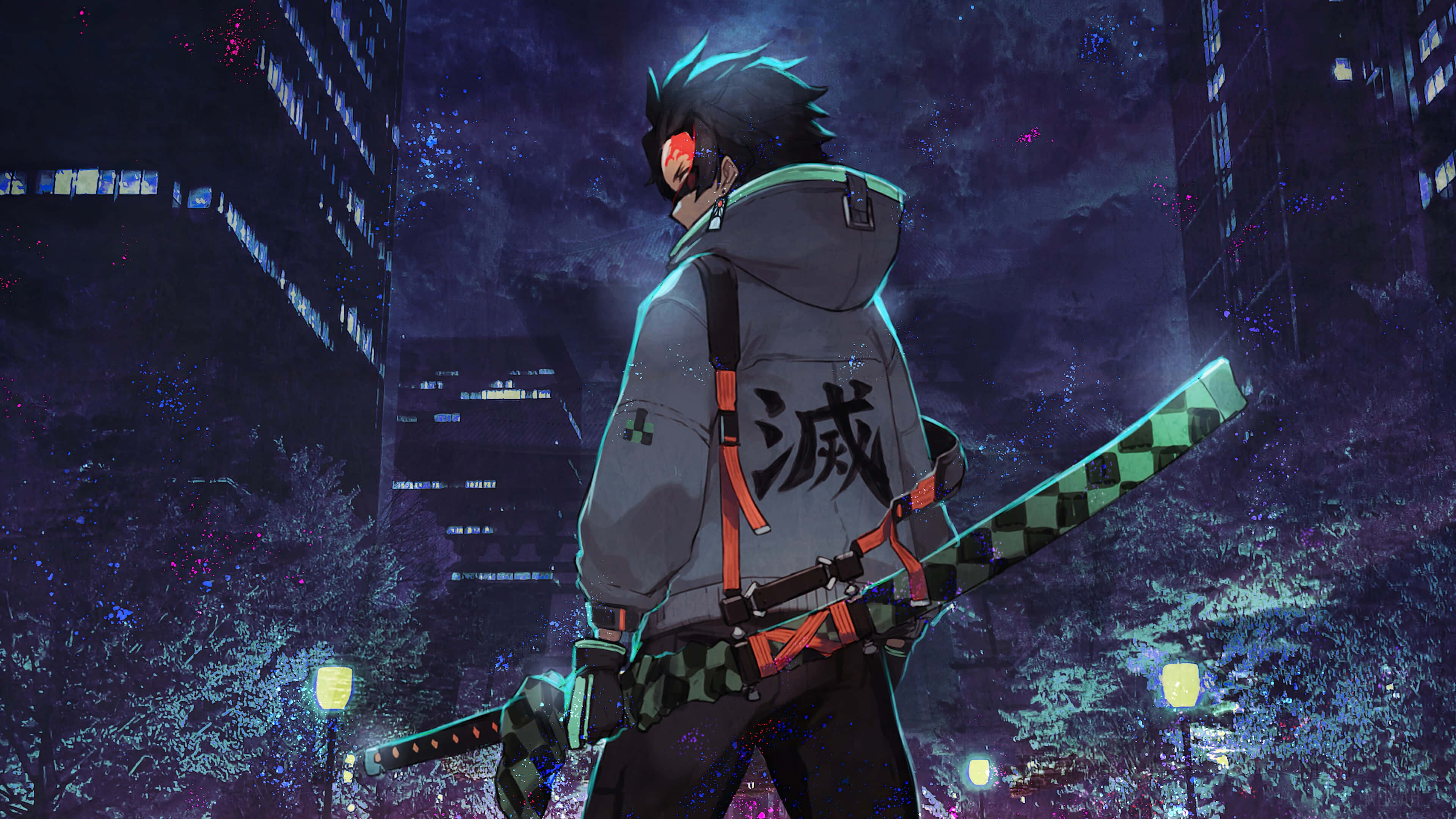 Tanjiro Demon Slayer Anime 4K Bakgrunn Bakgrunner