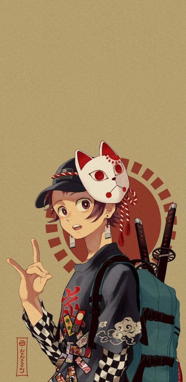 Tanjiro fredstegn Demon Slayer iPhone Bakgrunner