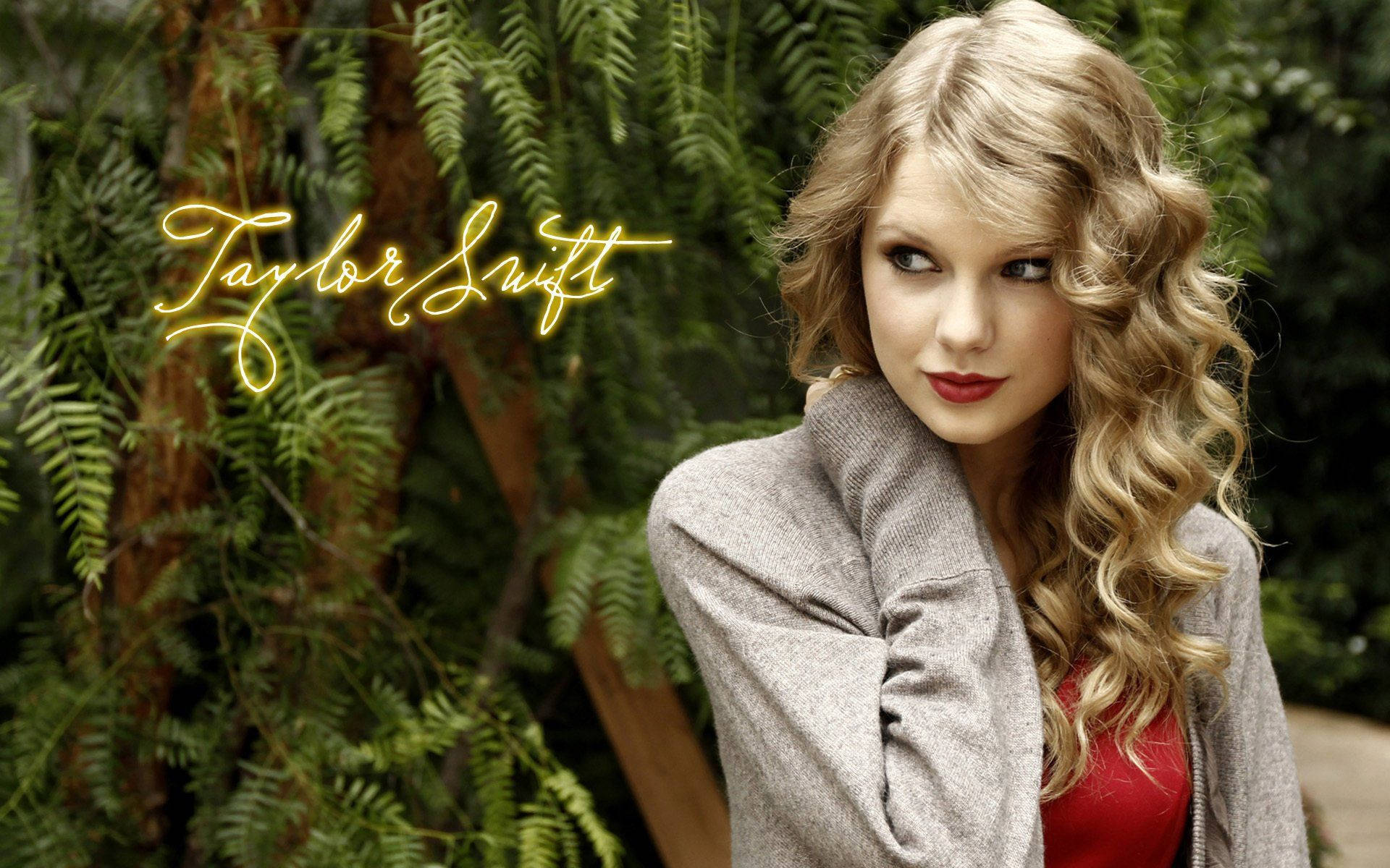 Taylor Swift musikksamling med henne som ser til siden.
