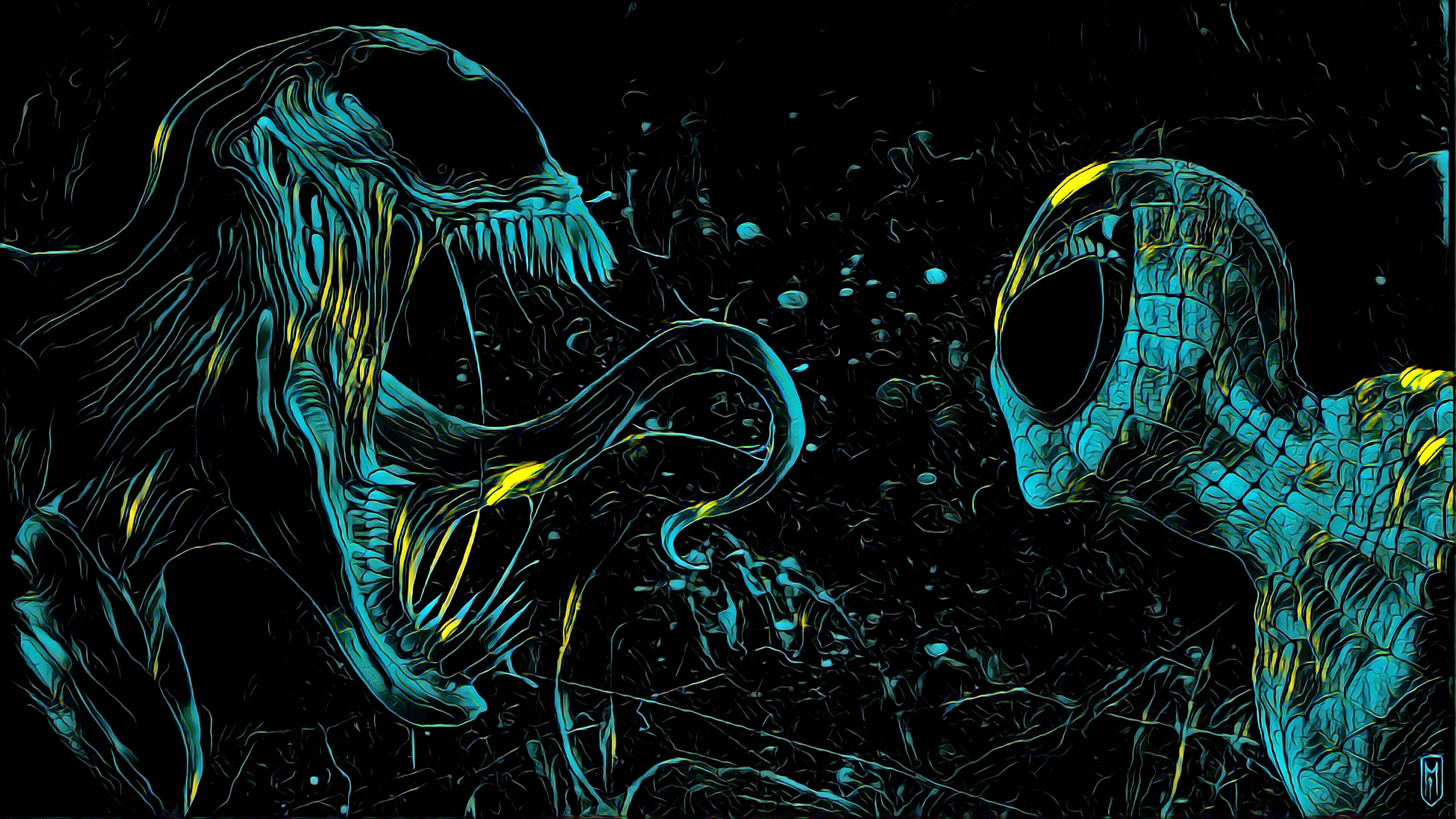 Teal 4K Ultra HD Venom og Spider-Man Bakgrunner