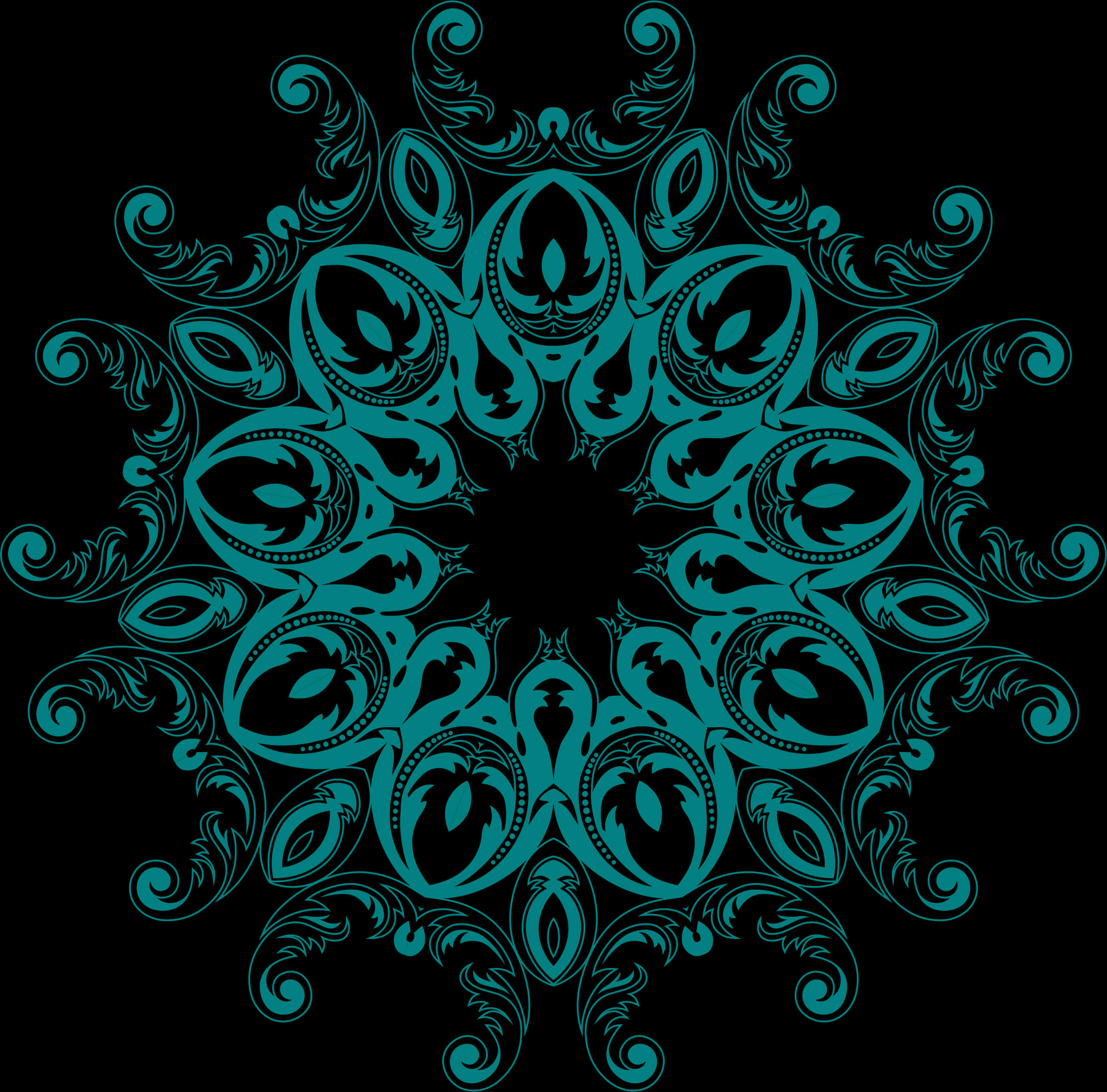 Teal Floral Mandala Pattern Bakgrunner