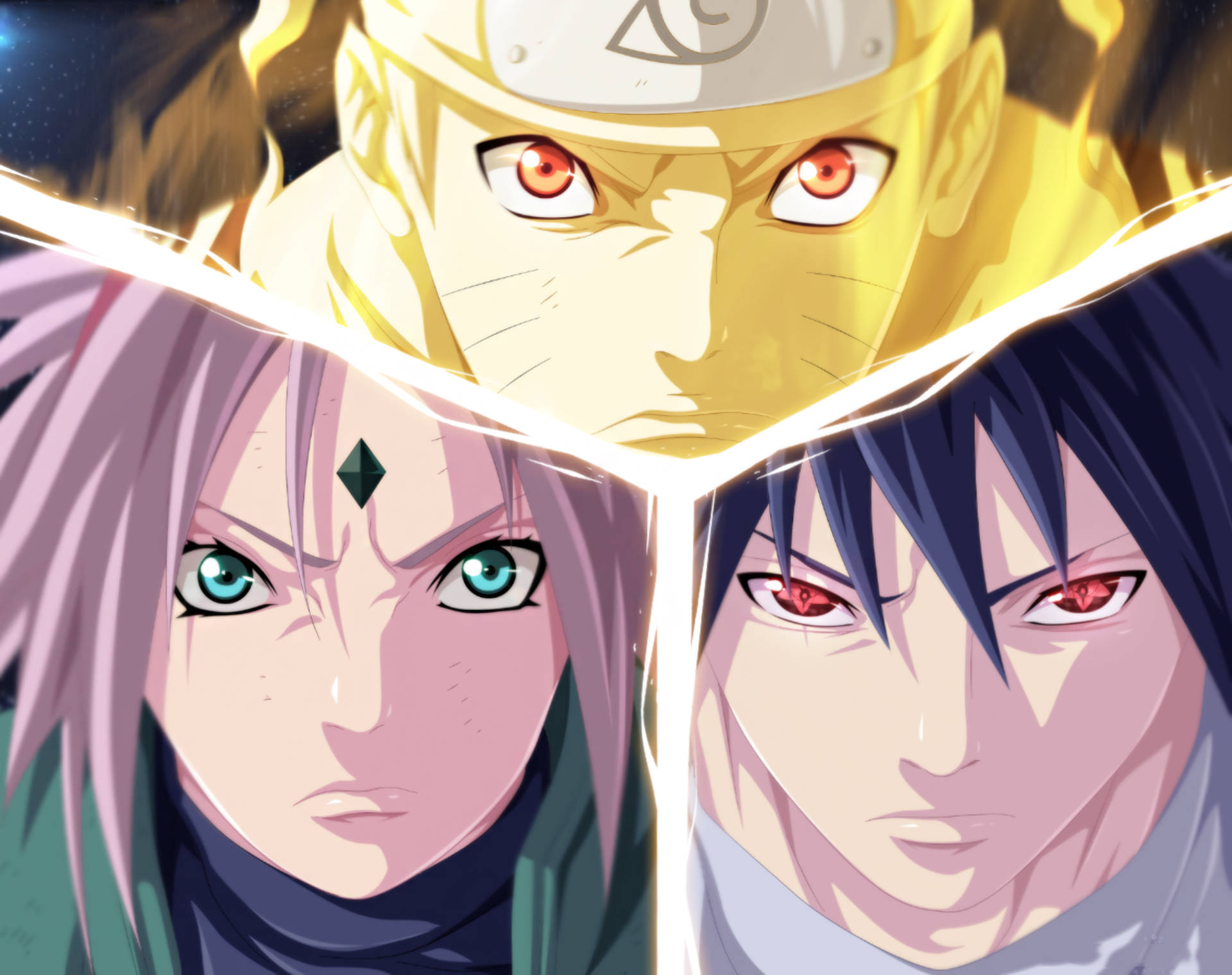 Team 7 Sakura Naruto Og Sasuke Bakgrunner