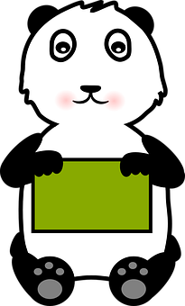 Tegneserie Panda som holder et skilt Bakgrunner