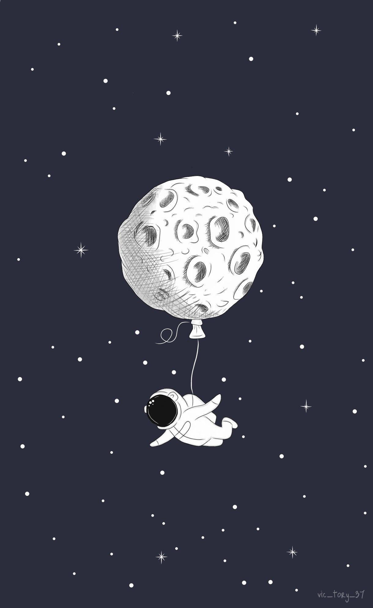 Tegneserieastronaut og en måneballong Bakgrunner
