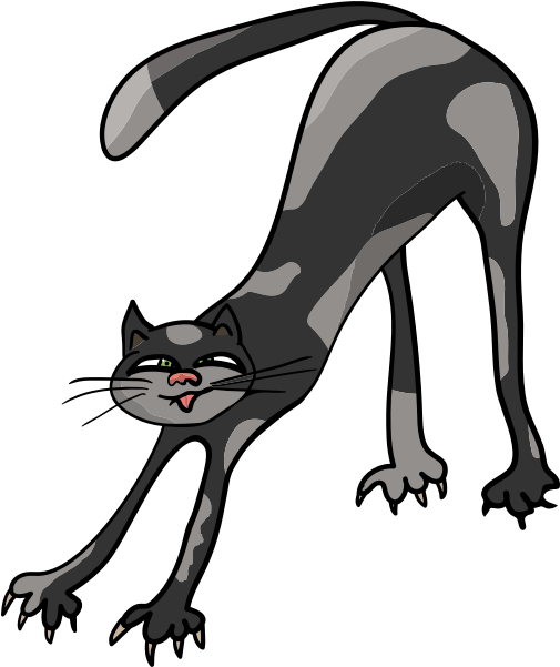 Tegneseriekatt som strekker seg_ Illustrasjon.PNG Bakgrunner