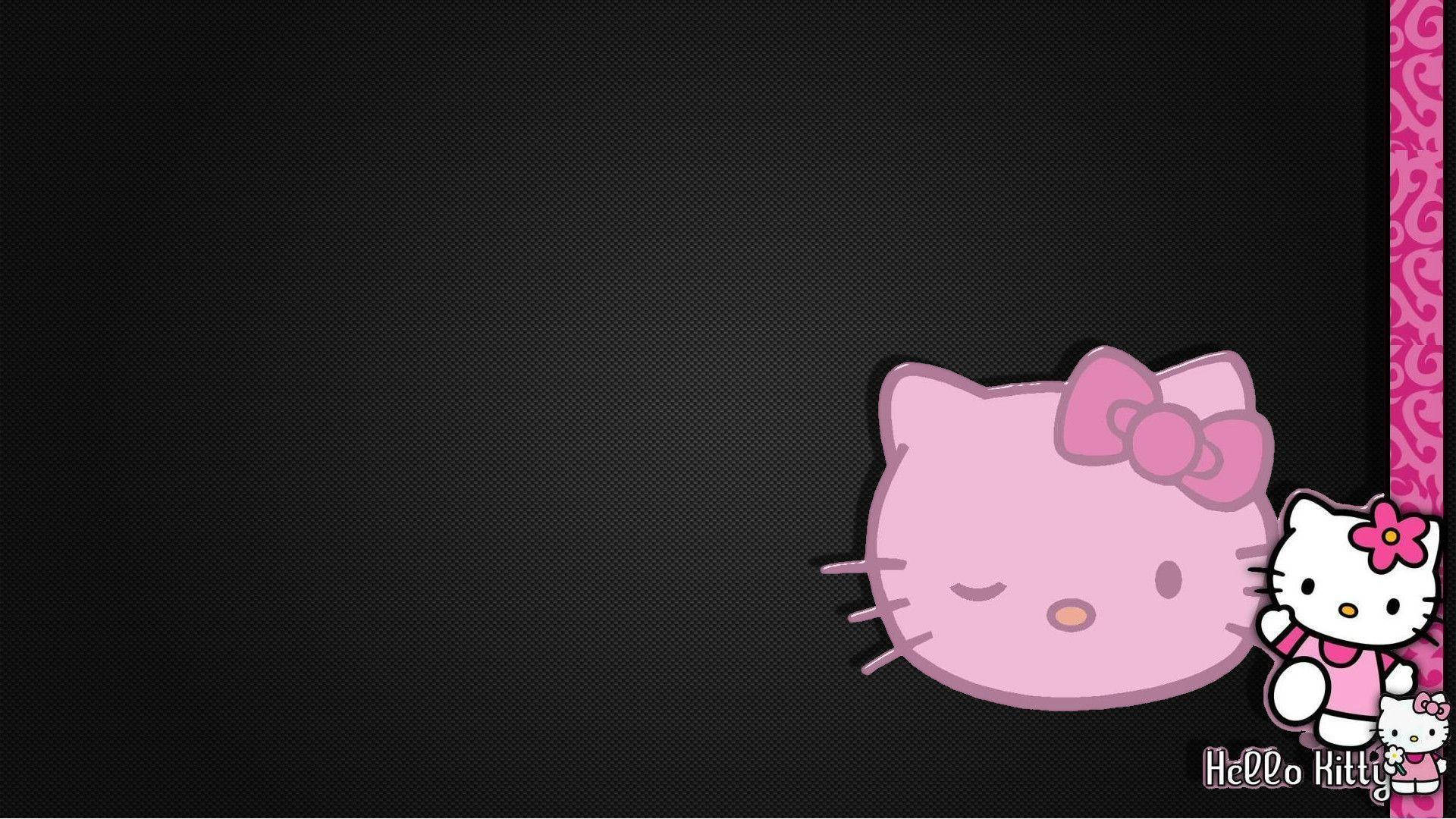 Teksturert svart Hello Kitty med kant Bakgrunner