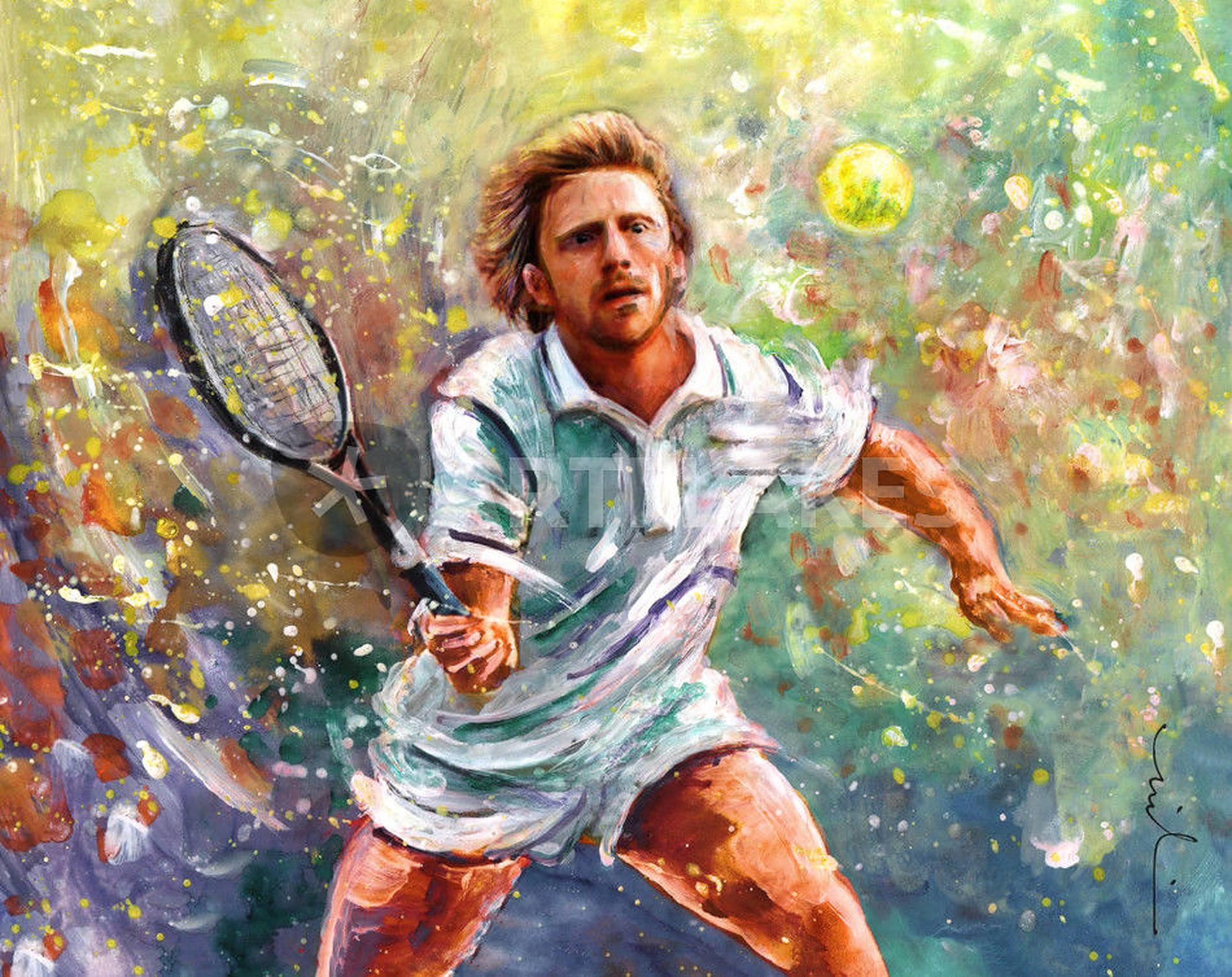 Tennislegenden Boris Beckers kraftige forhånd Bakgrunner