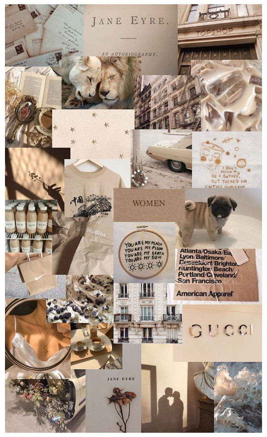 Tilfeldig beige estetisk collage Bakgrunner
