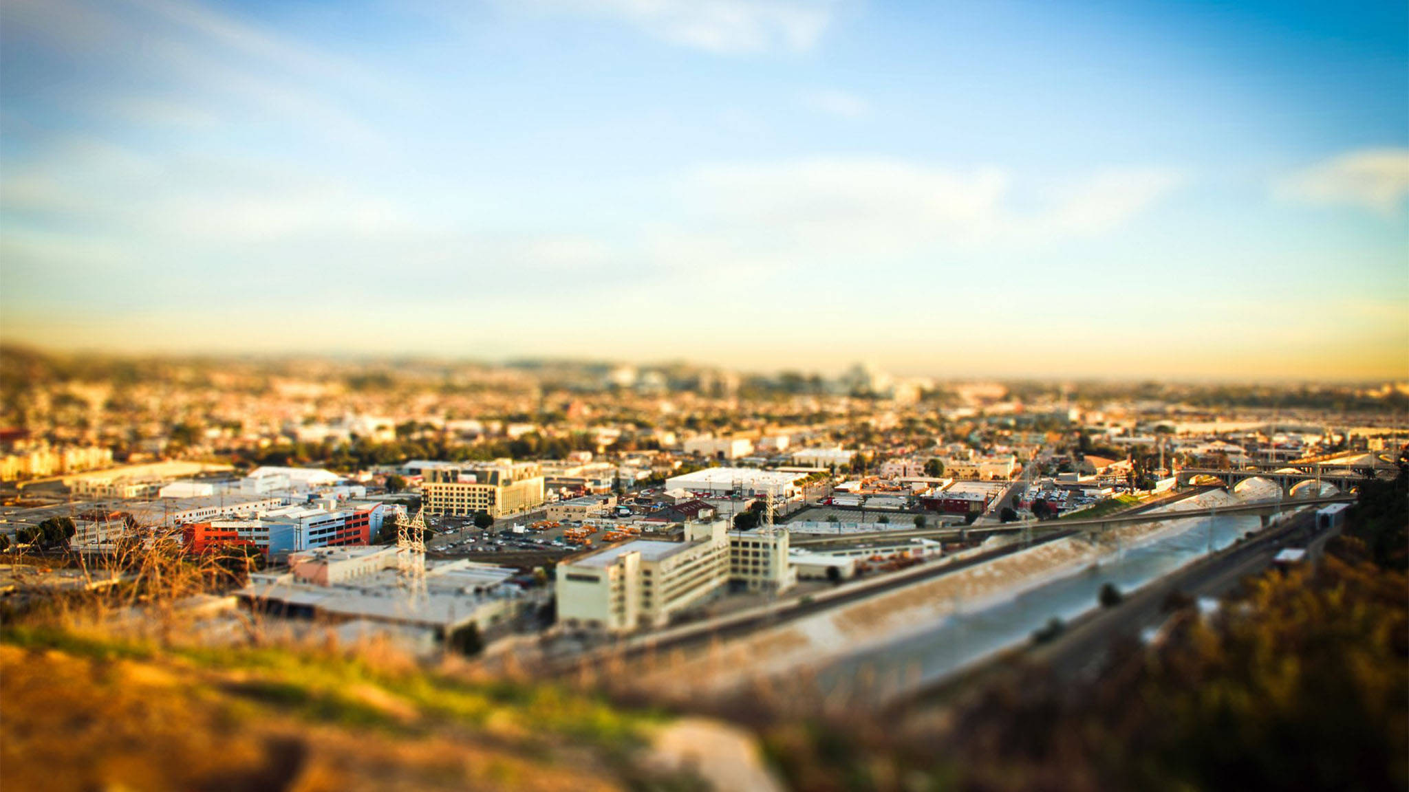 Tilt-Shift Los Angeles solnedgang Bakgrunner