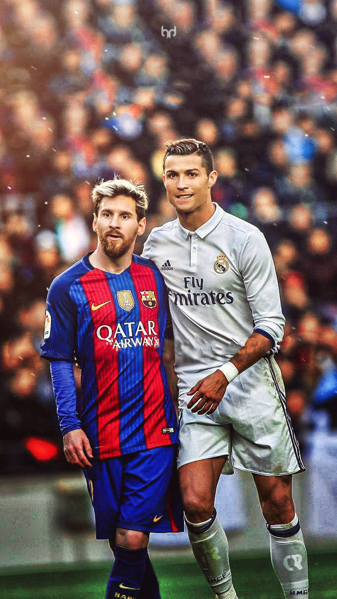 Fotballstjerner Lionel Messi og Cristiano Ronaldo bakgrunnsbilde