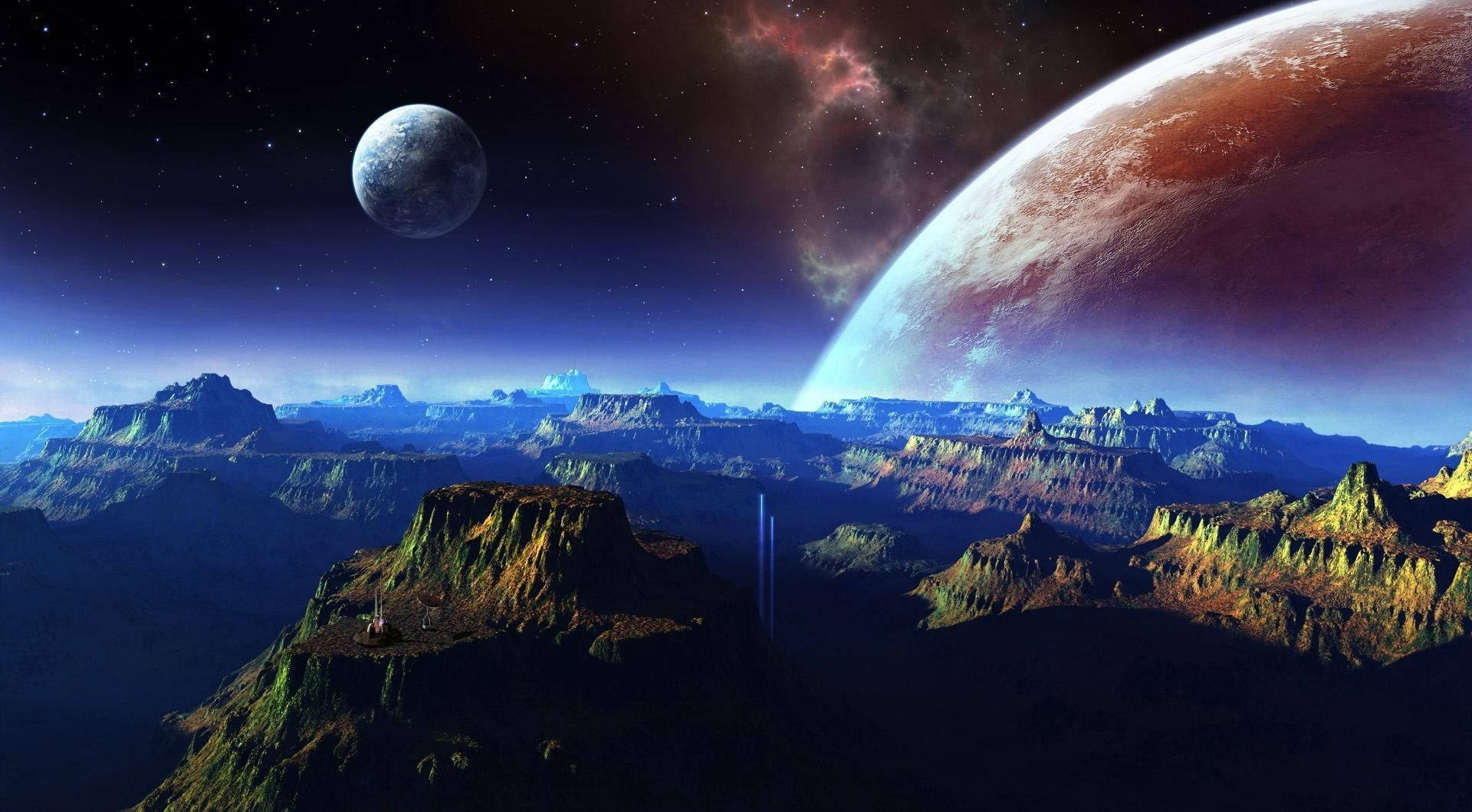 To måner 1920x1080 HD Space Bakgrunner