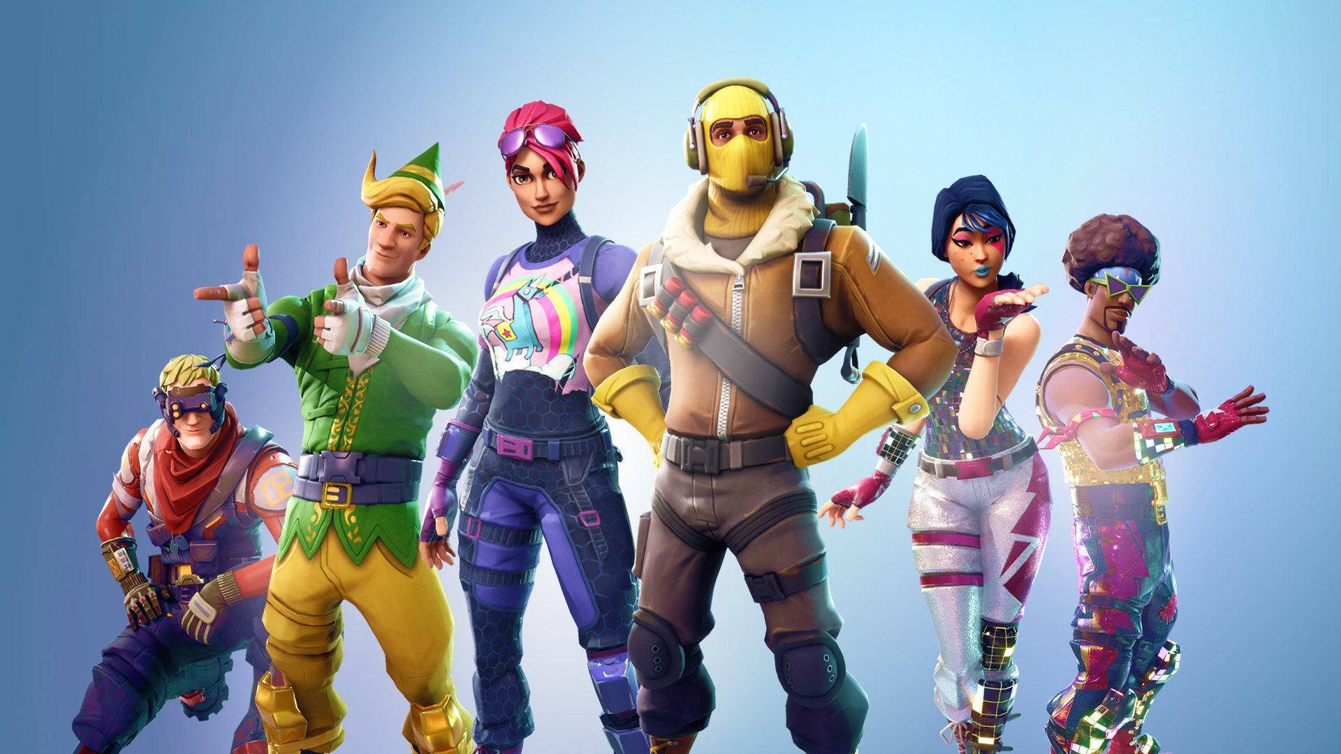 To morsomme Fortnite-karakterer nyter en solrik dag Bakgrunner