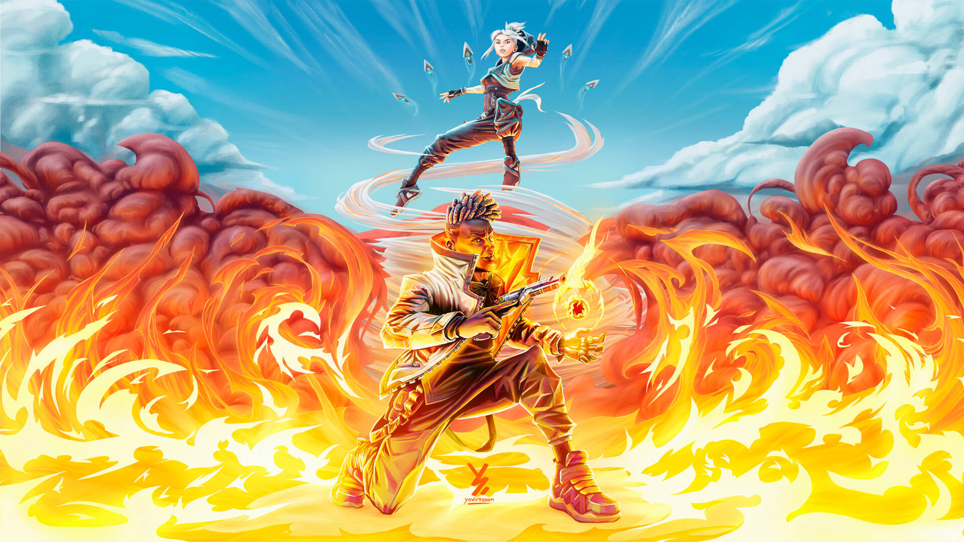 Valorant Phoenix og Jett bakgrunn
