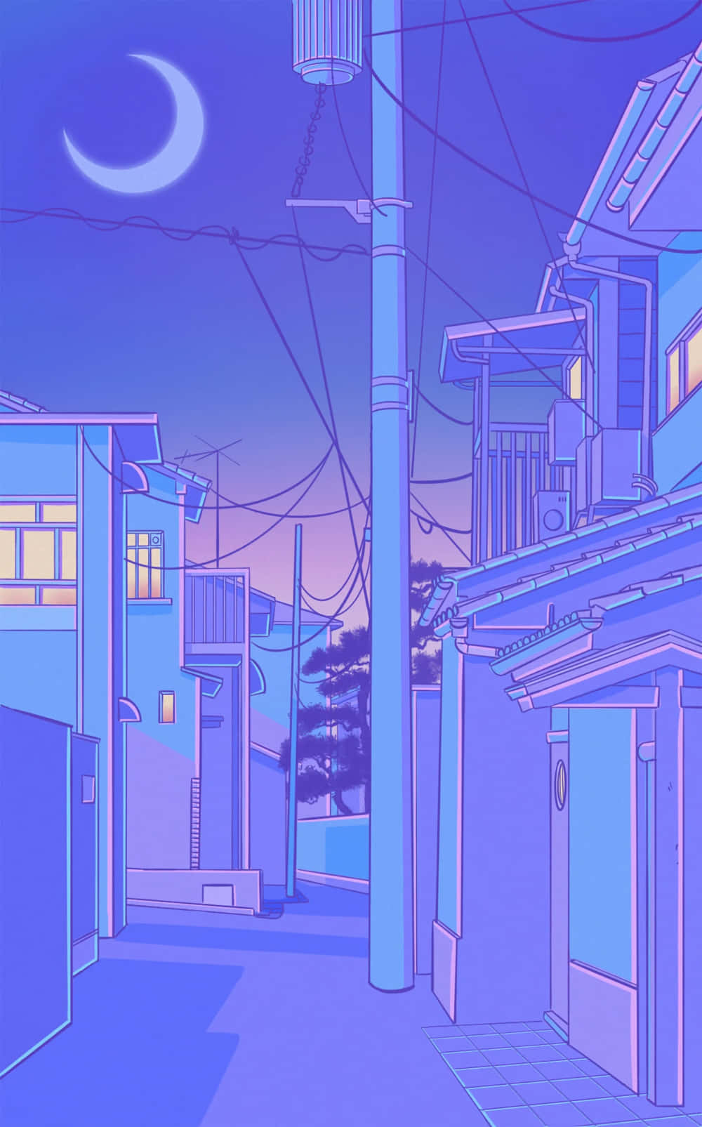 Tokyo Anime Lilla Landsby Natt Bakgrunner