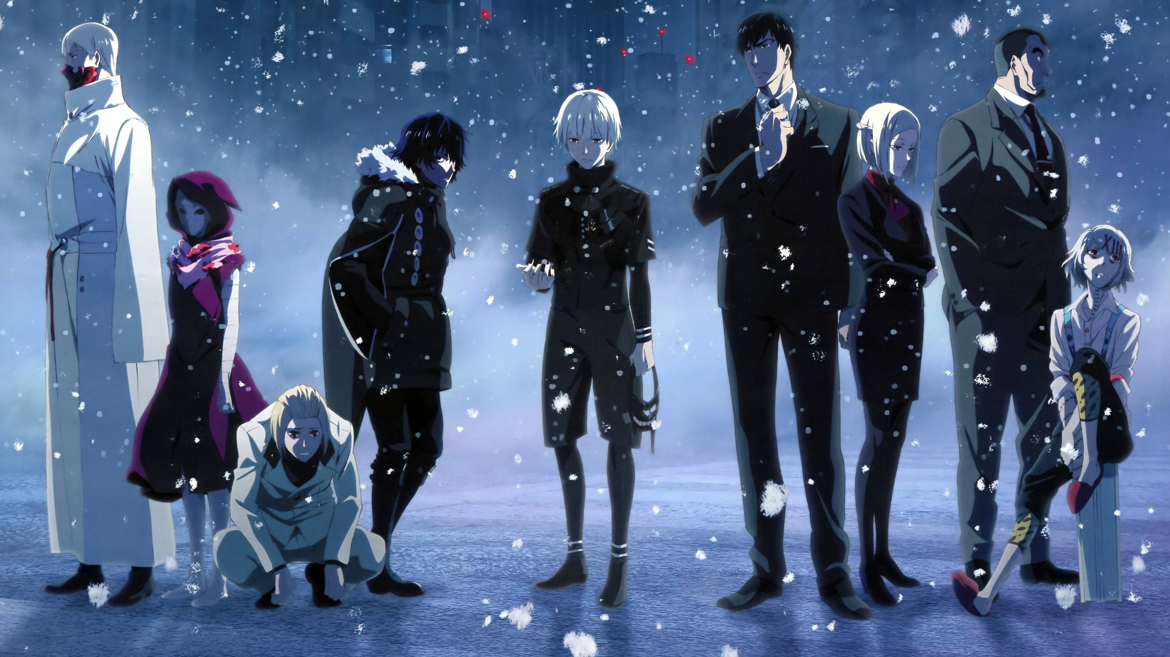 Tokyo Ghoul-karakterer gruppe kunst Bakgrunner