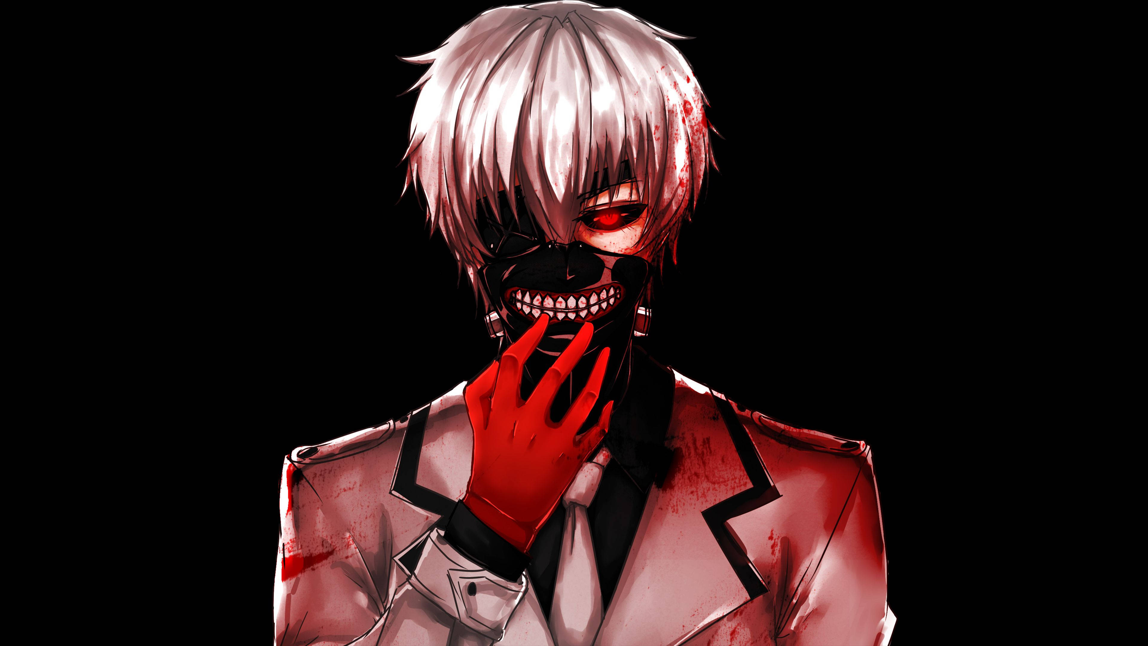 Tokyo Ghoul Karakter Ken Sort Maske Bakgrunner