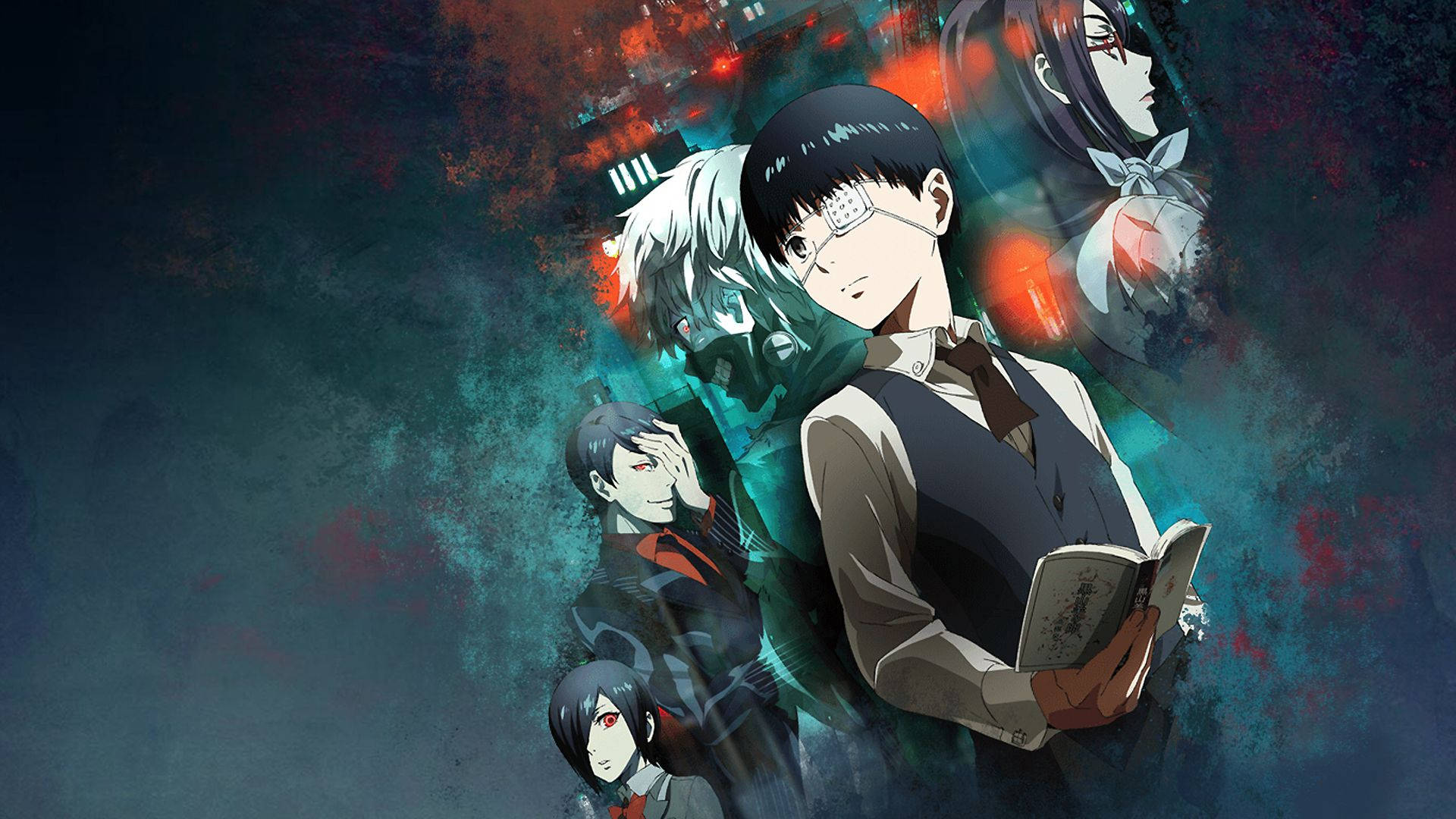 Tokyo Ghoul-karakterer i skoleuniform Bakgrunner