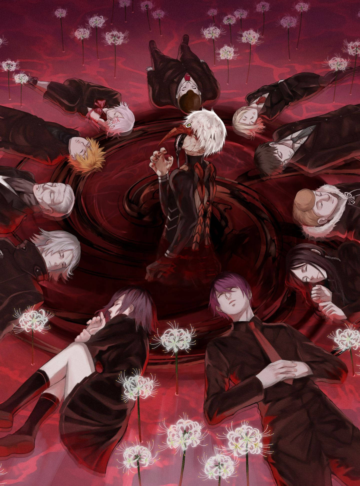 Tokyo Ghoul-karakterer Rød Grafisk Kunst Bakgrunner