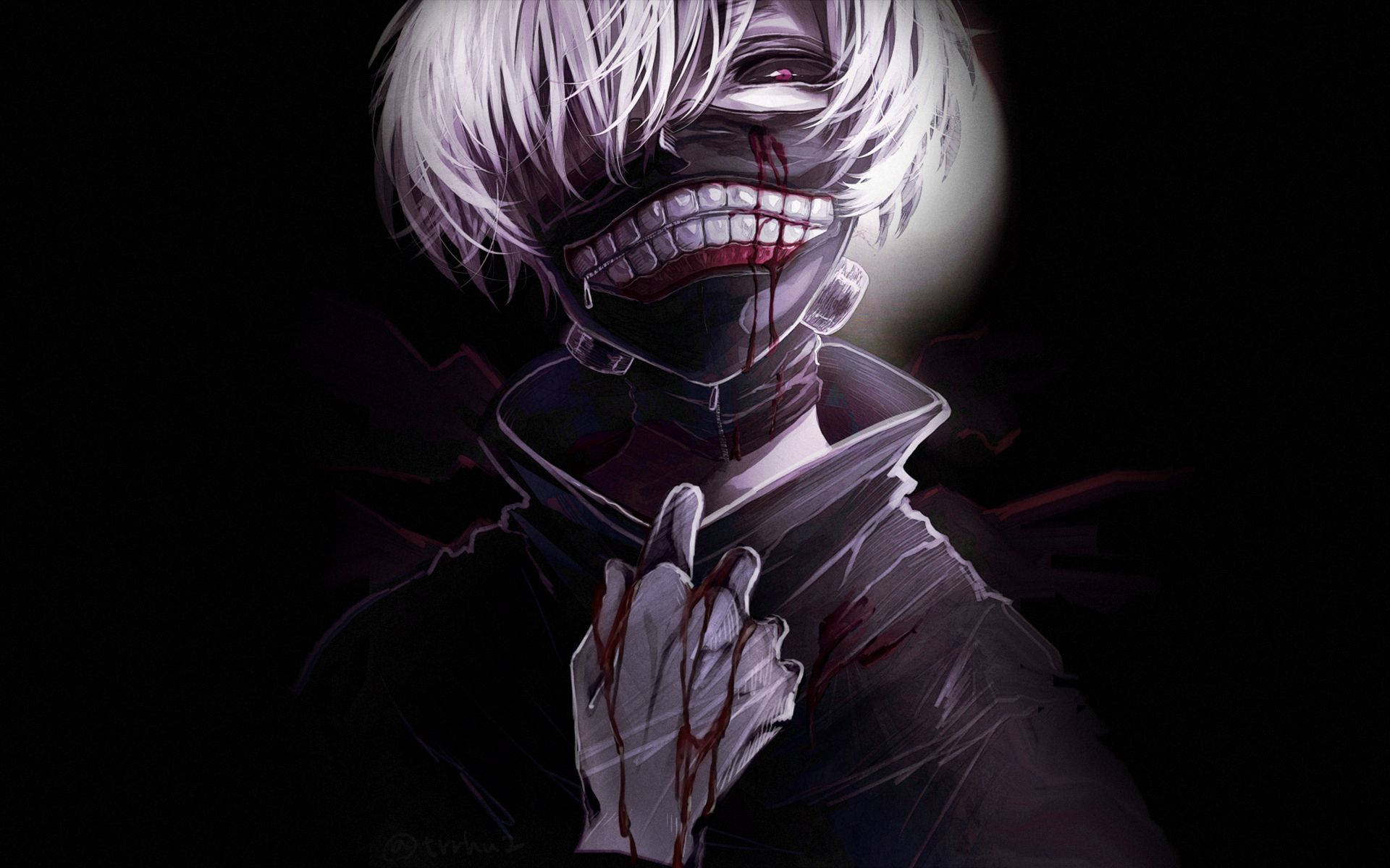 Tokyo Ghoul karakter Ken Kanekis maske blod Bakgrunner