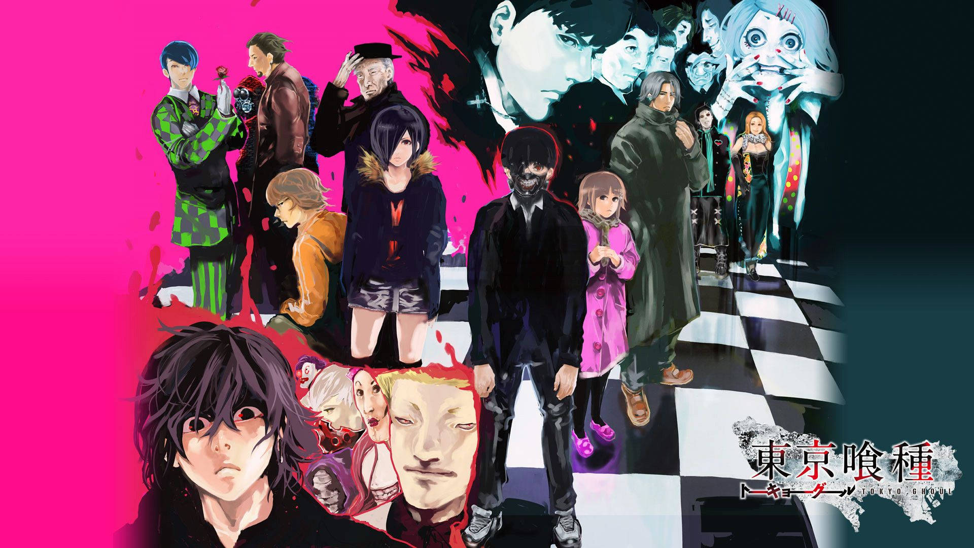Tokyo Ghoul-karakterer kul plakat Bakgrunner