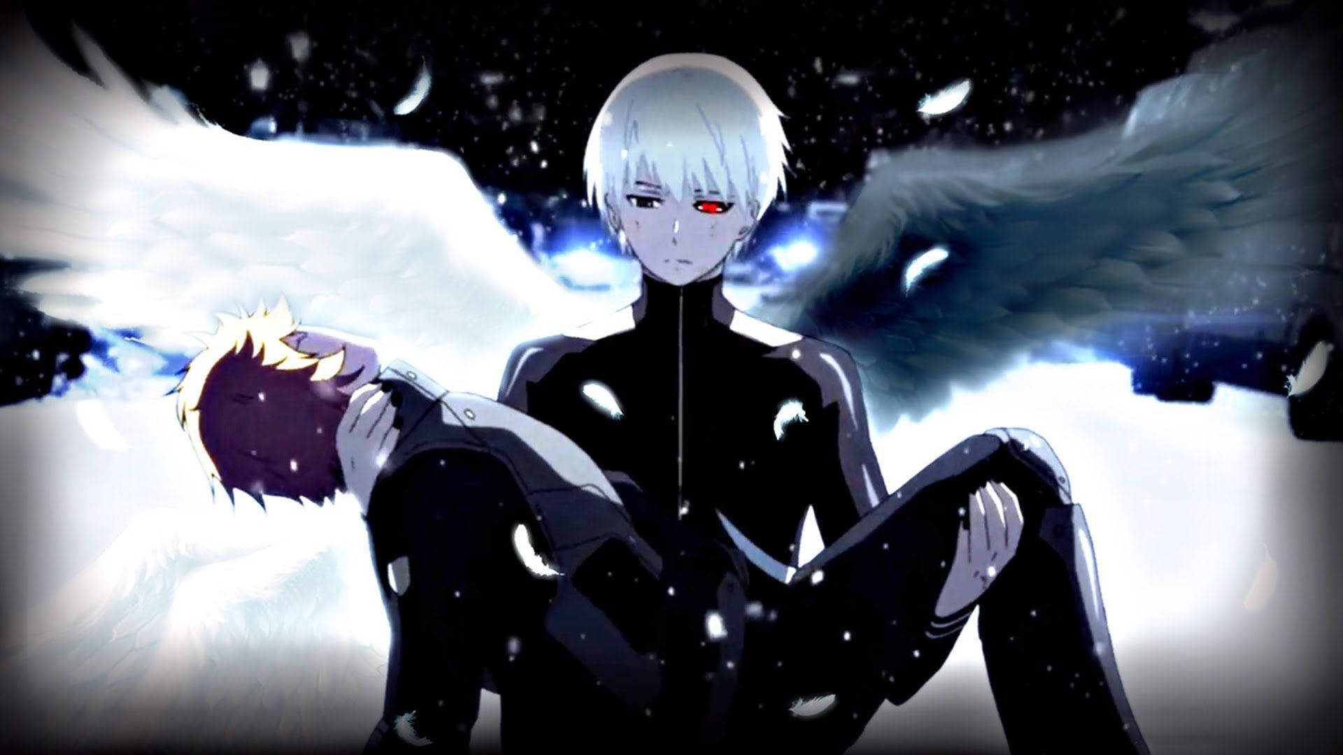 Tokyo Ghoul Karakterer Svarte Hvite Vinger Bakgrunner